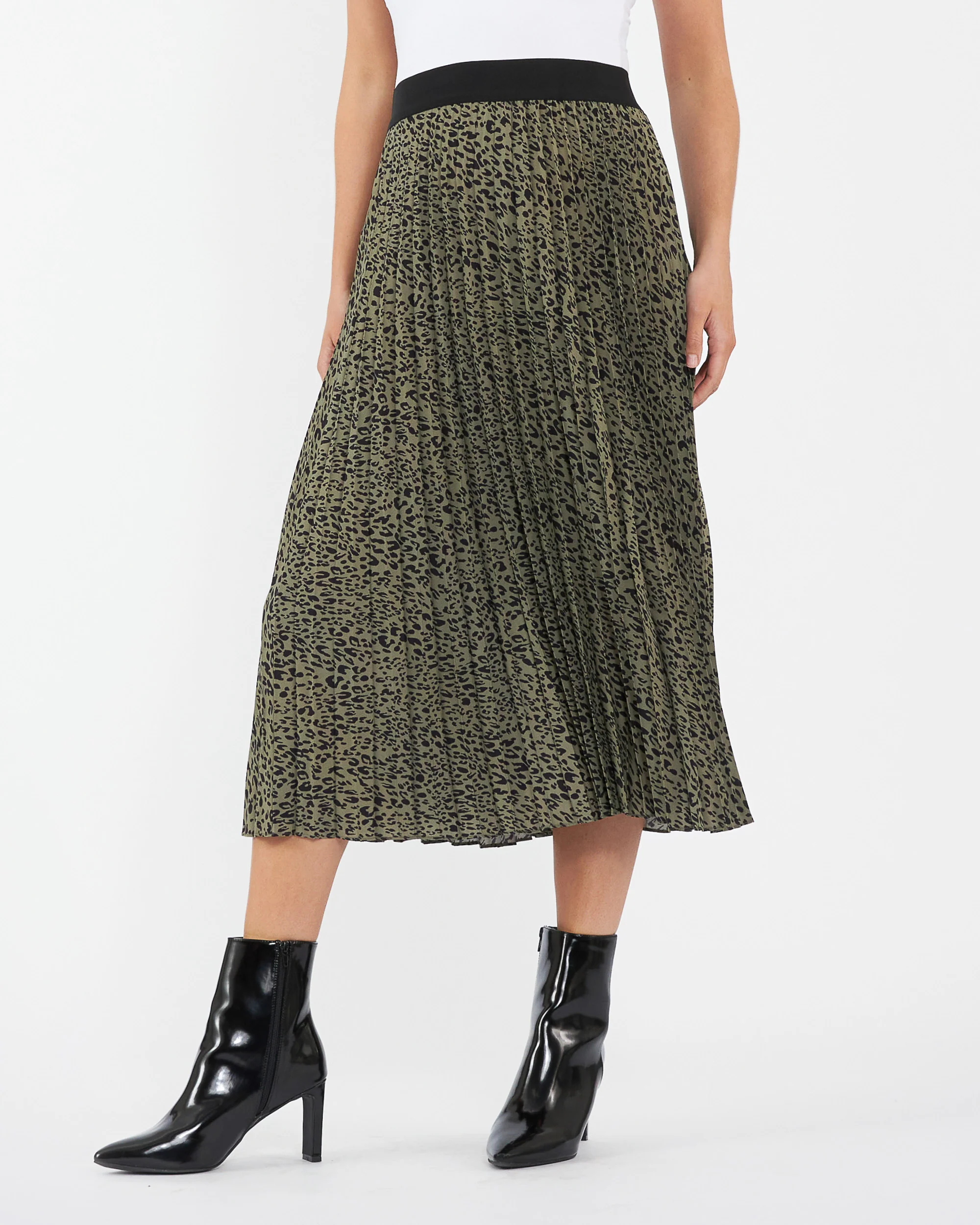 Cleo Pleat Skirt Khaki / Black - Image 3