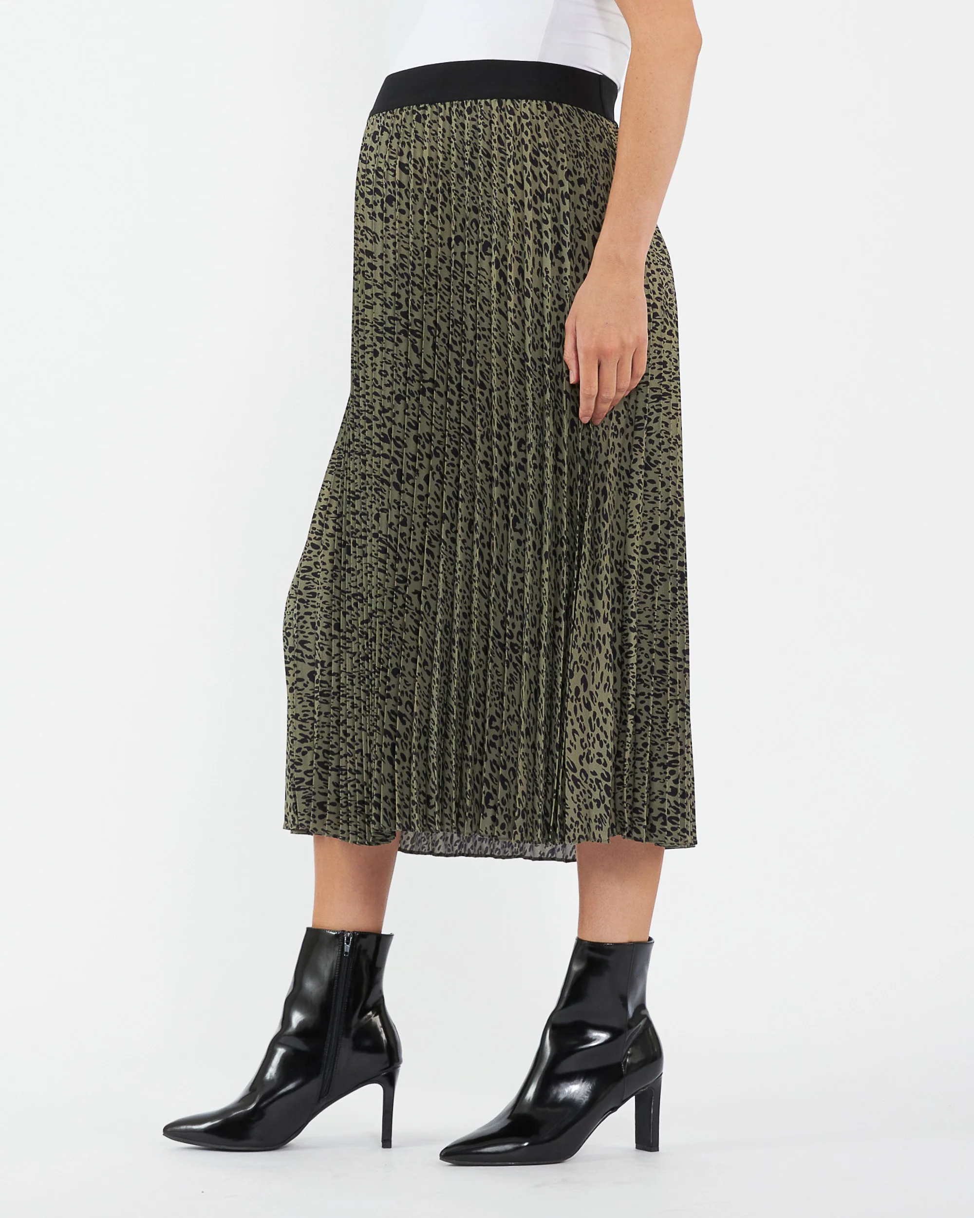 Cleo Pleat Skirt Khaki / Black - Image 4