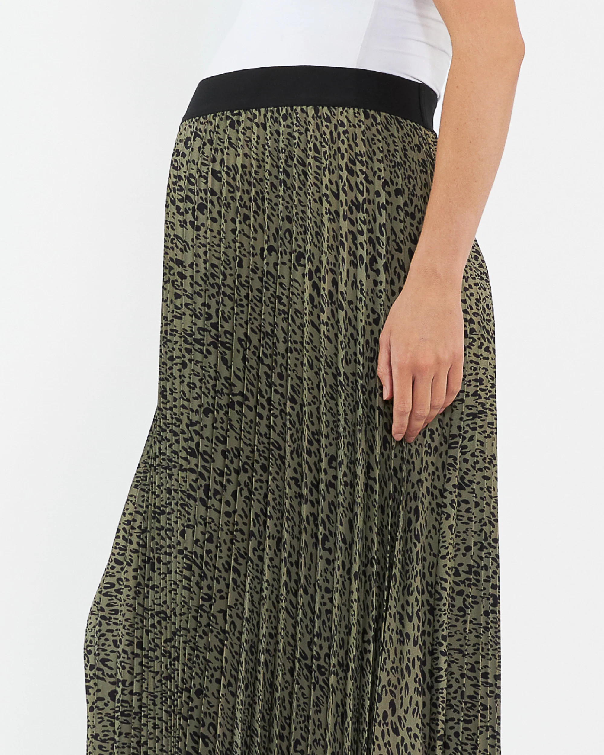Cleo Pleat Skirt Khaki / Black - Image 6