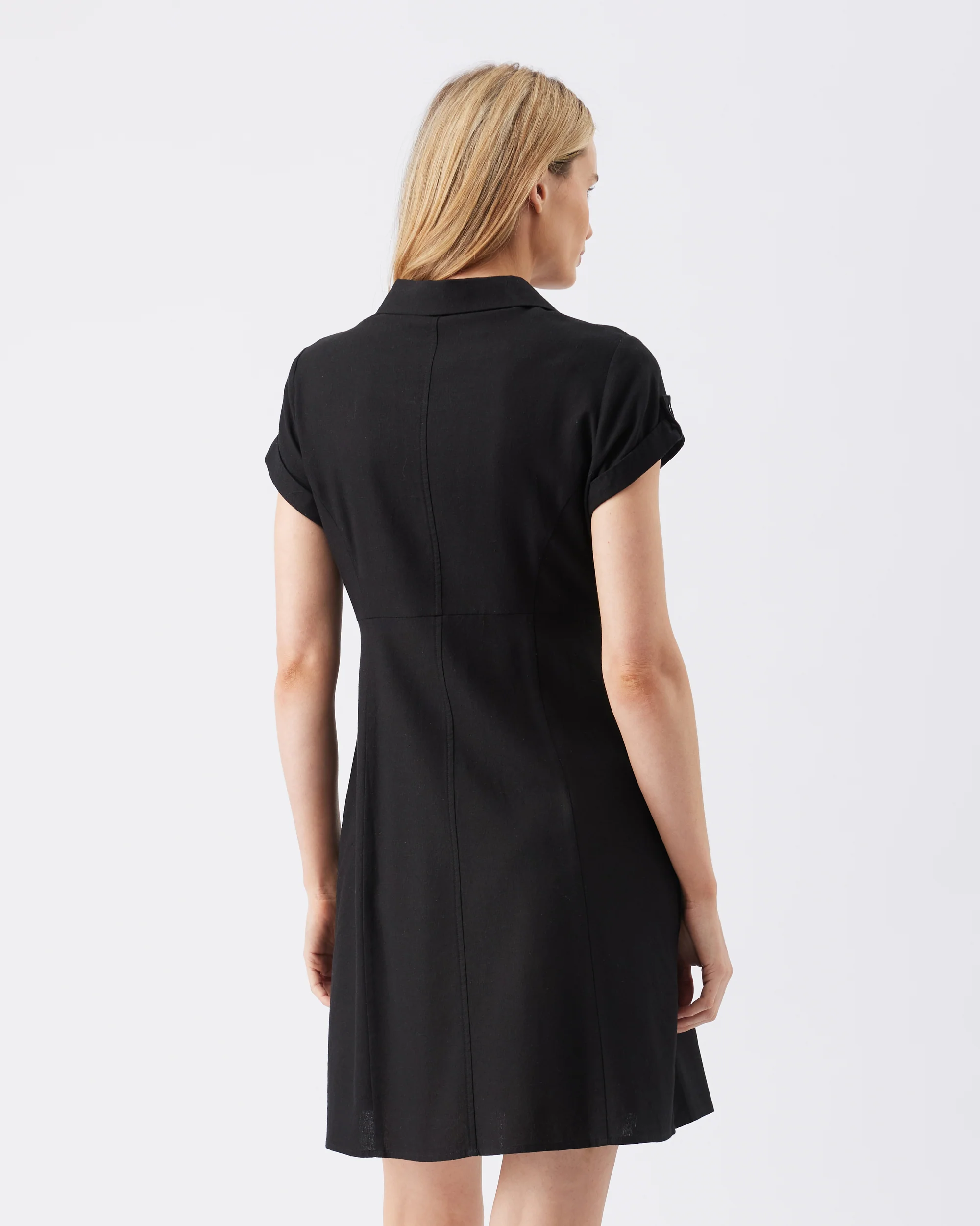 Colette Tie Up Linen Dress Black - Image 4