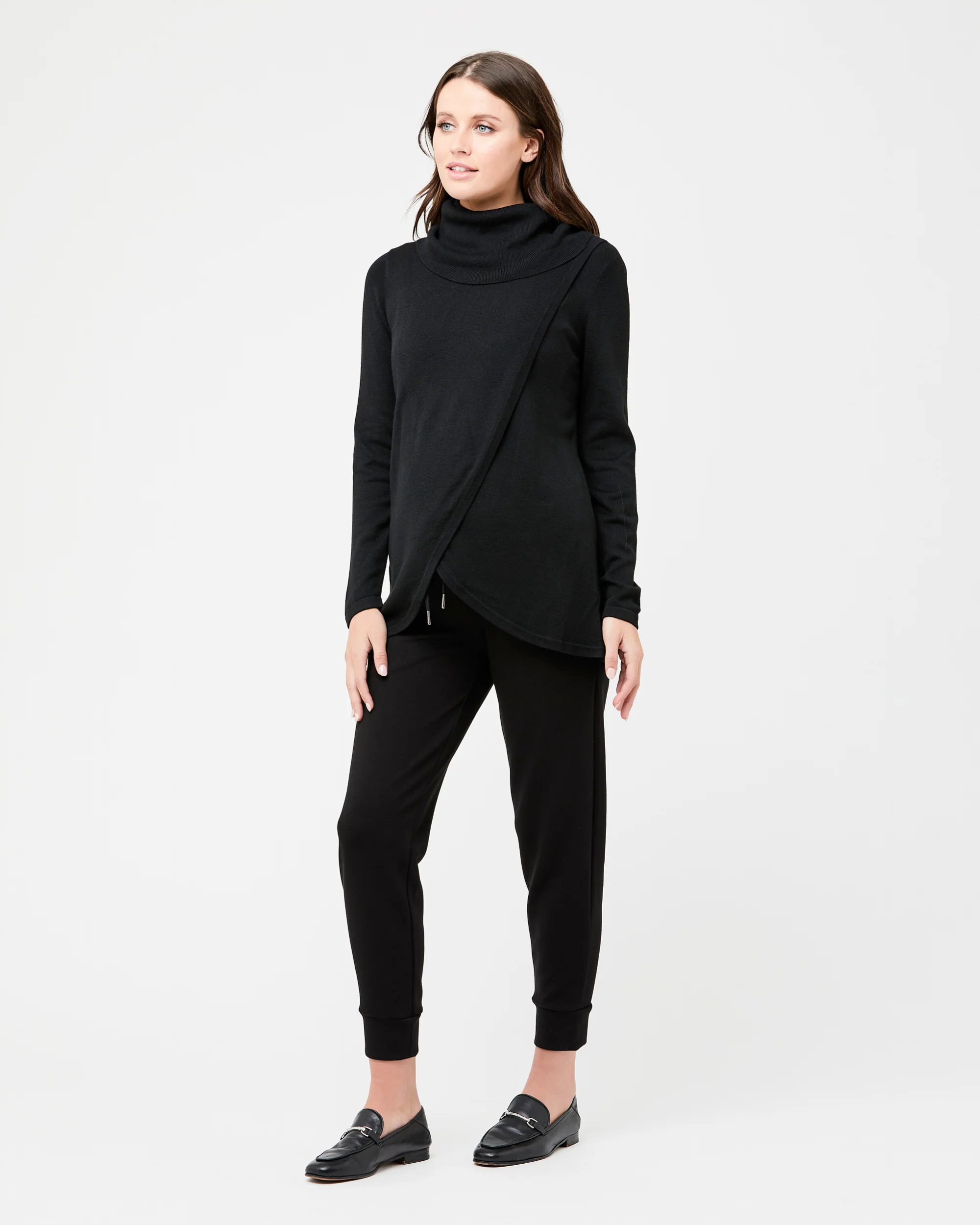 Cowl Neck Nursing Knit  Black - Image 4