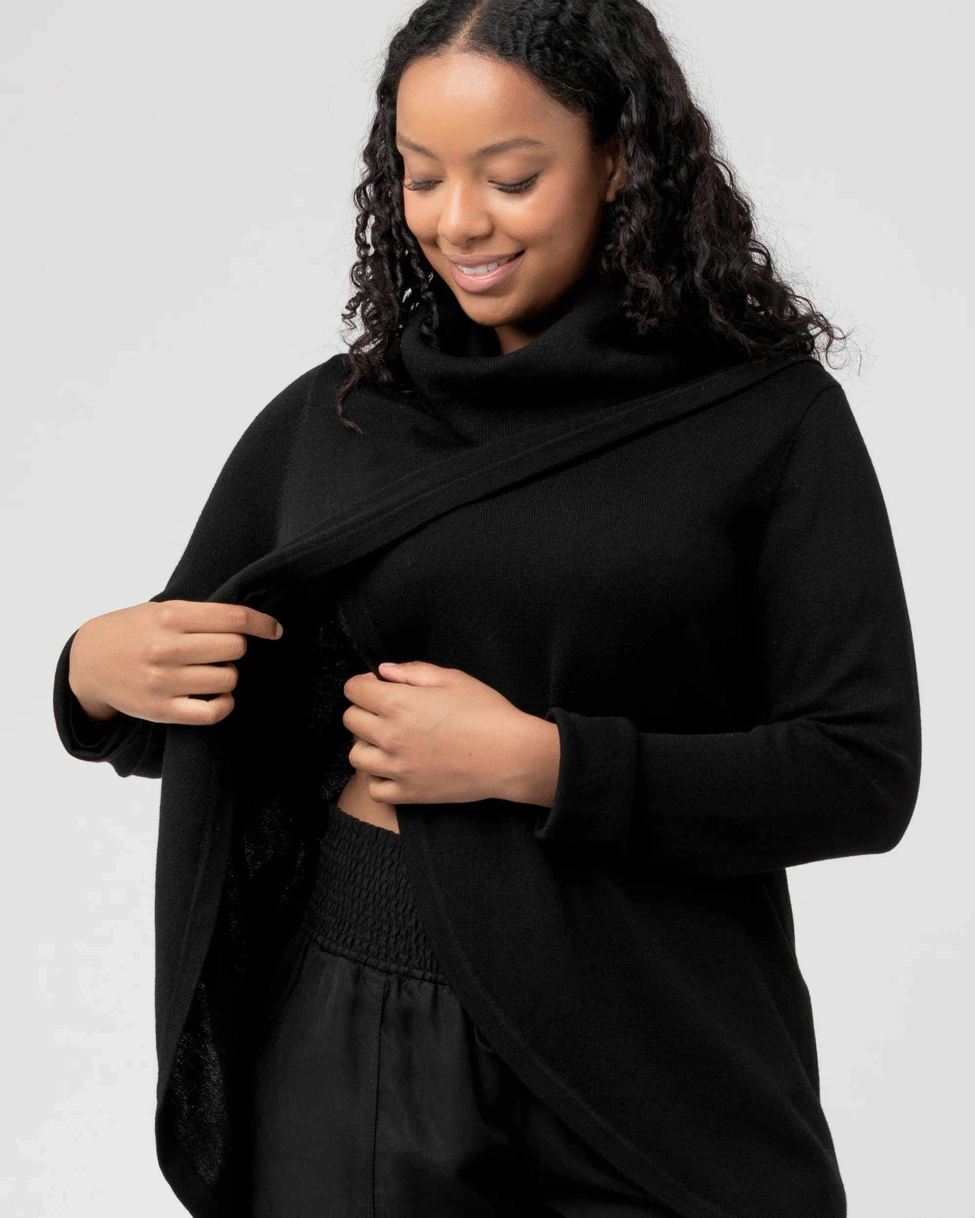 Cowl Neck Nursing Knit  Black - Image 5