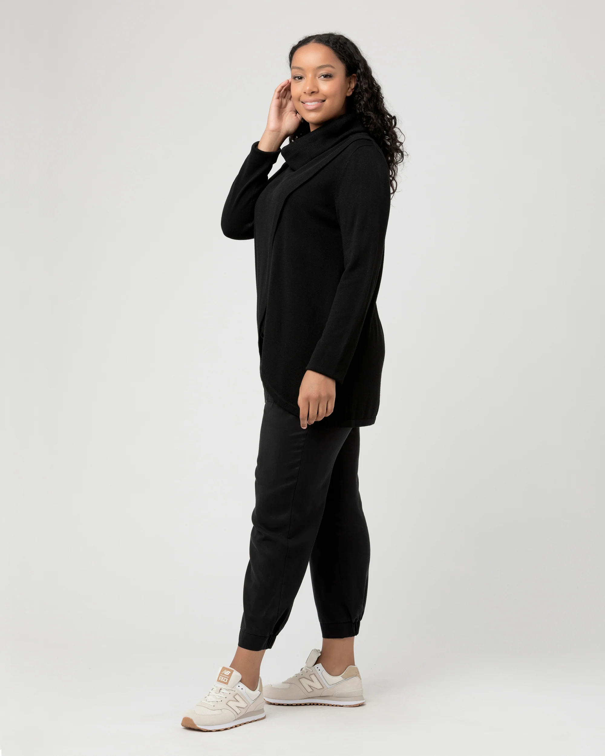 Cowl Neck Nursing Knit  Black - Image 6