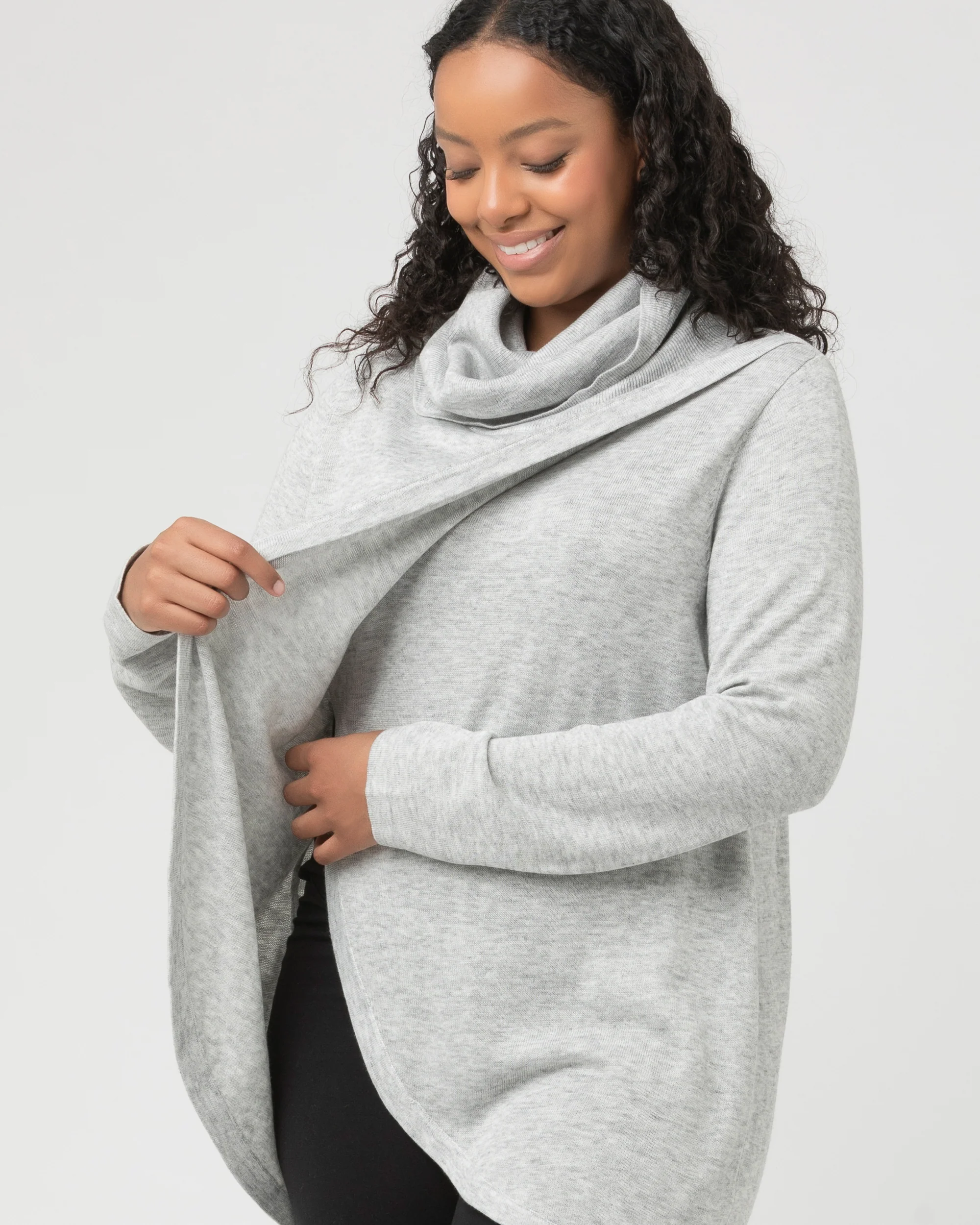 Cowl Neck Nursing Knit  Silver Marle - Image 7