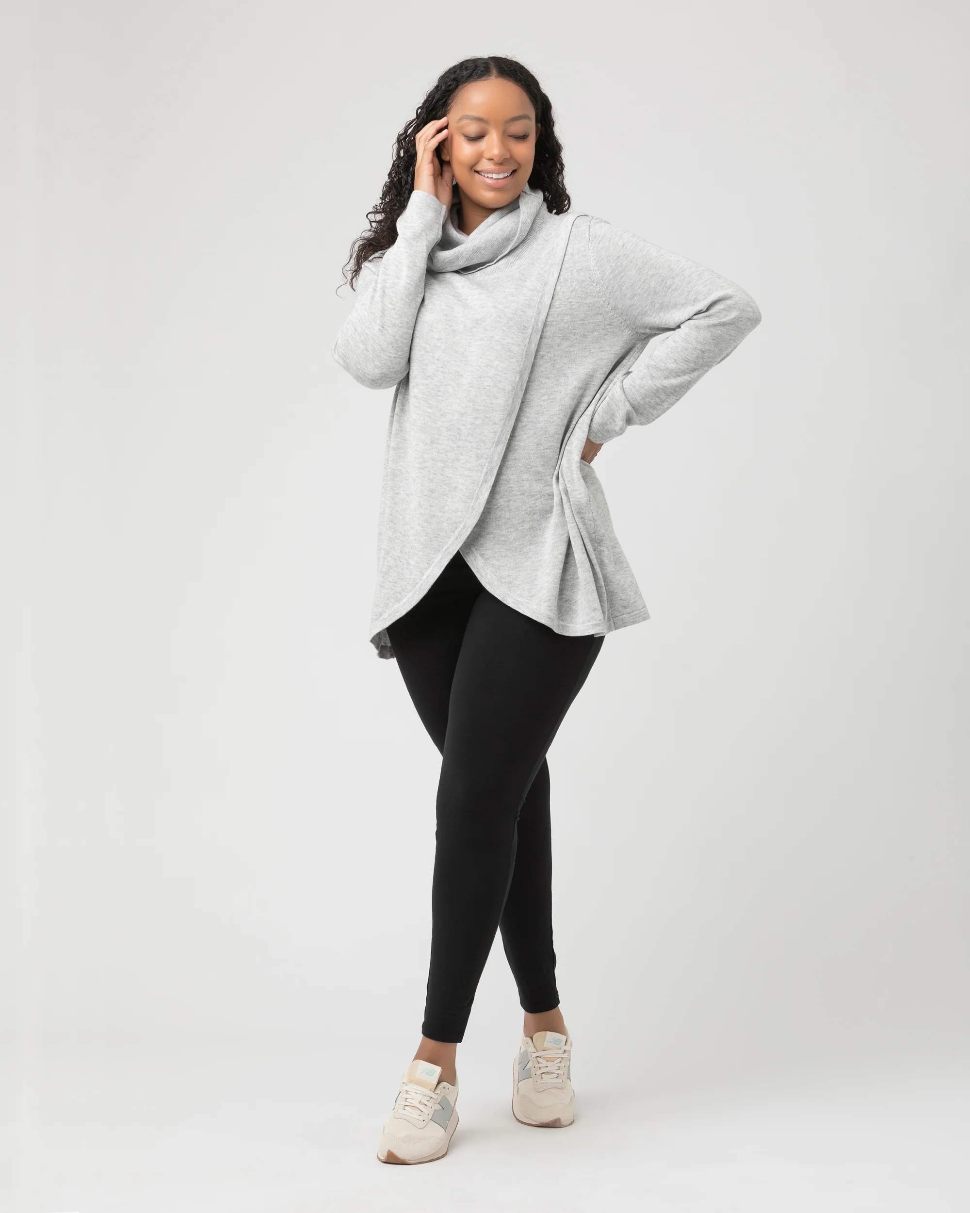 Cowl Neck Nursing Knit  Silver Marle - Image 8