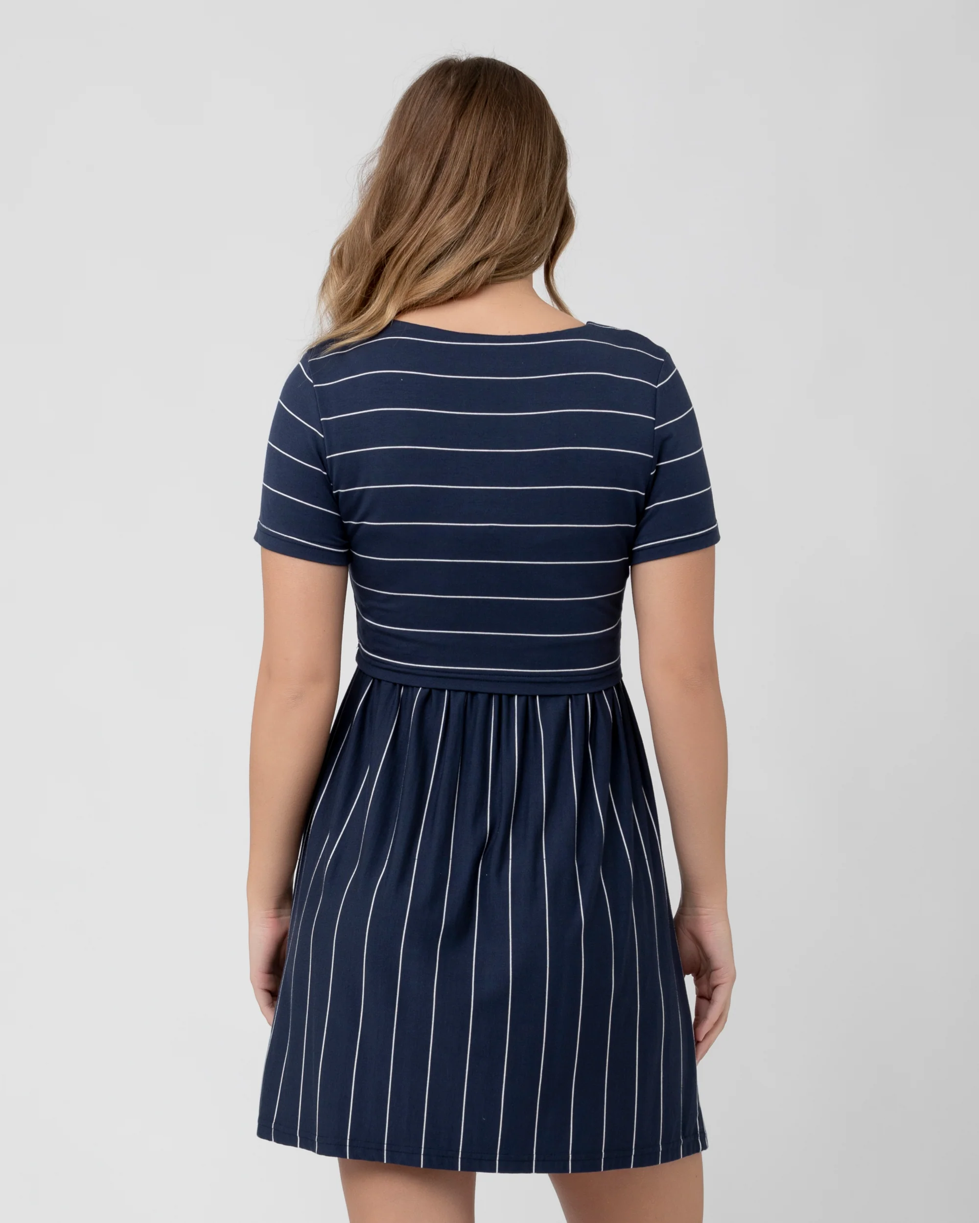 Crop Top Nursing Dress Indigo / White - Image 5