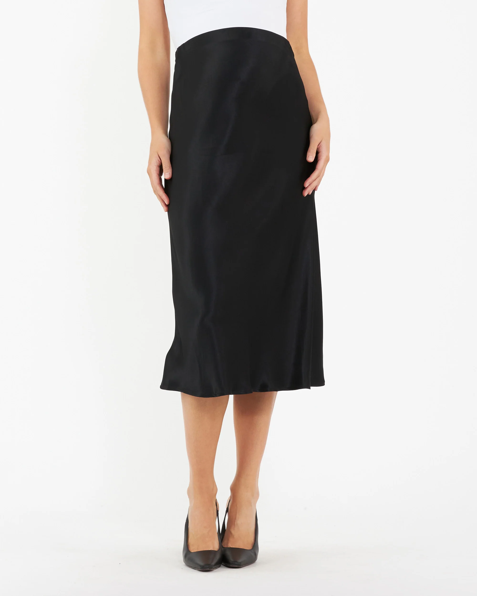 Crystal Satin Skirt Black