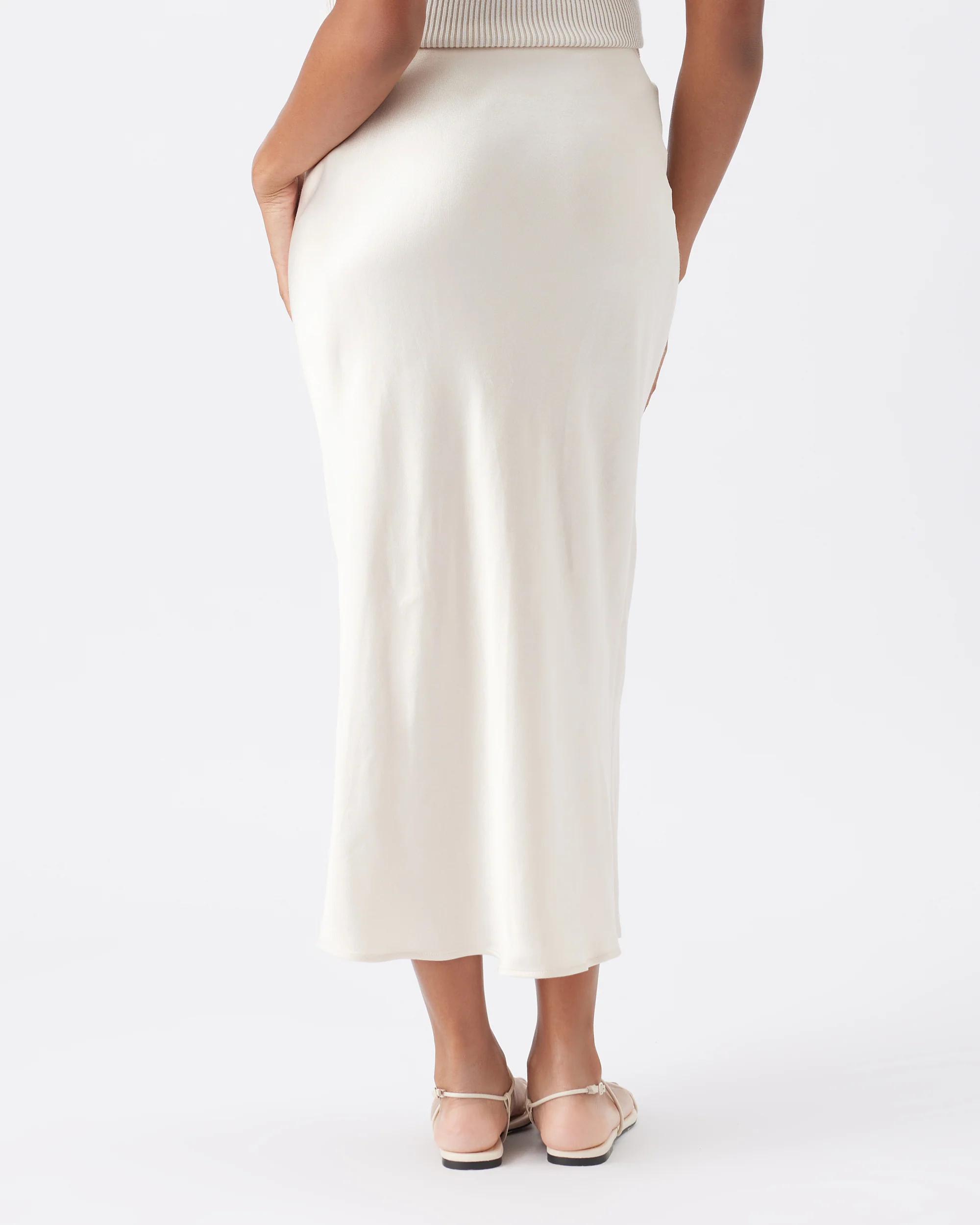 Crystal Satin Skirt Oyster - Image 4
