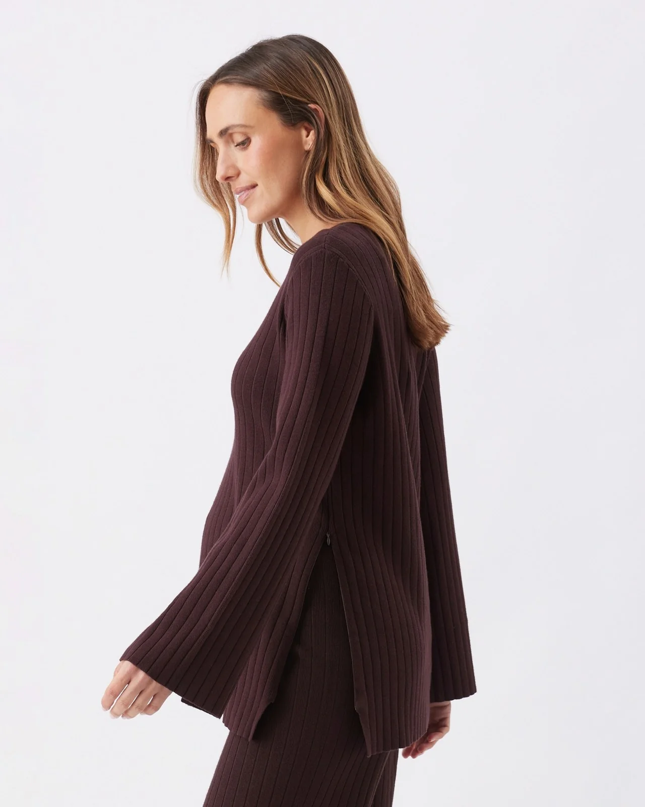 Dallas Rib Knit Nursing Top Cocoa - Image 4