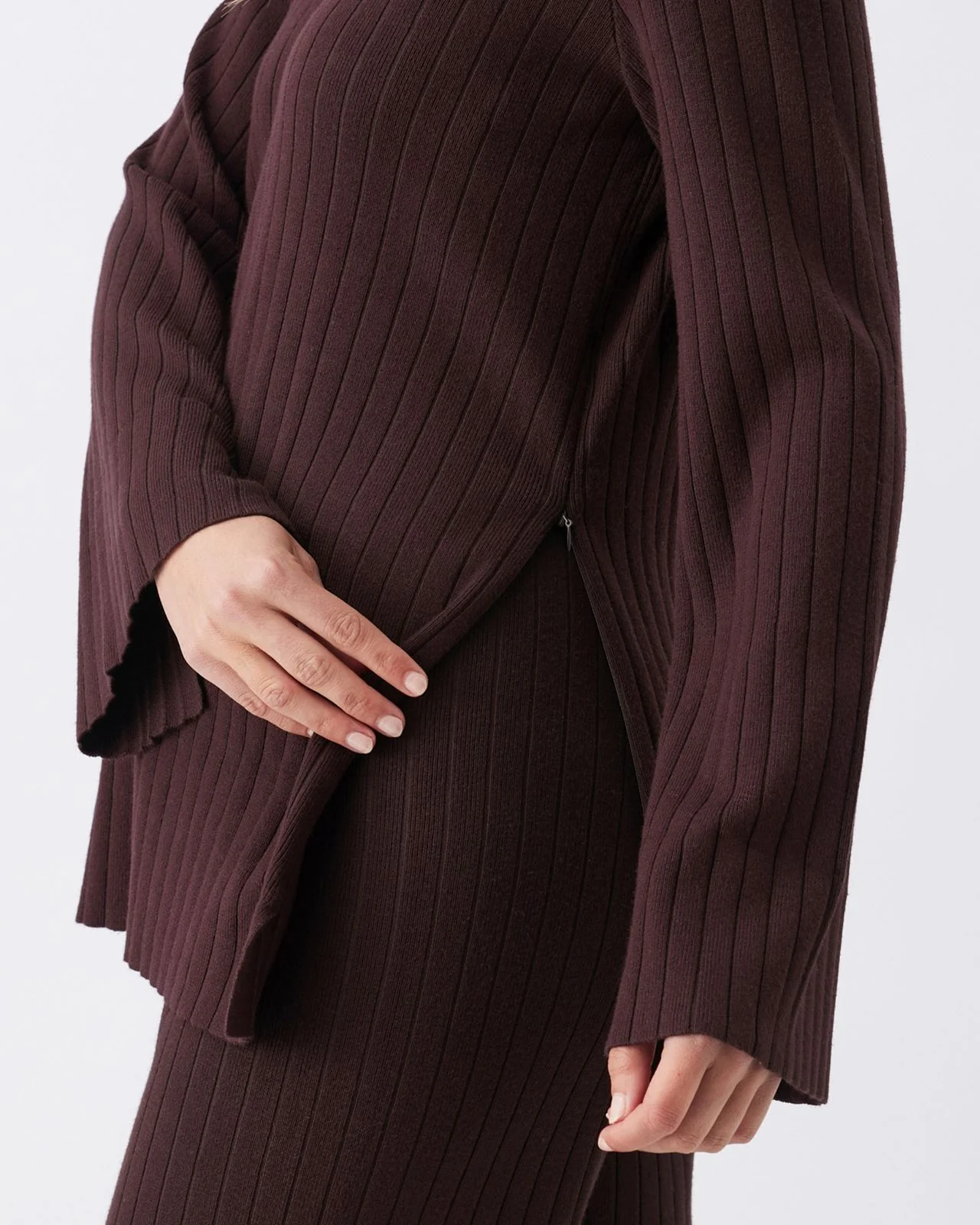 Dallas Rib Knit Nursing Top Cocoa - Image 6