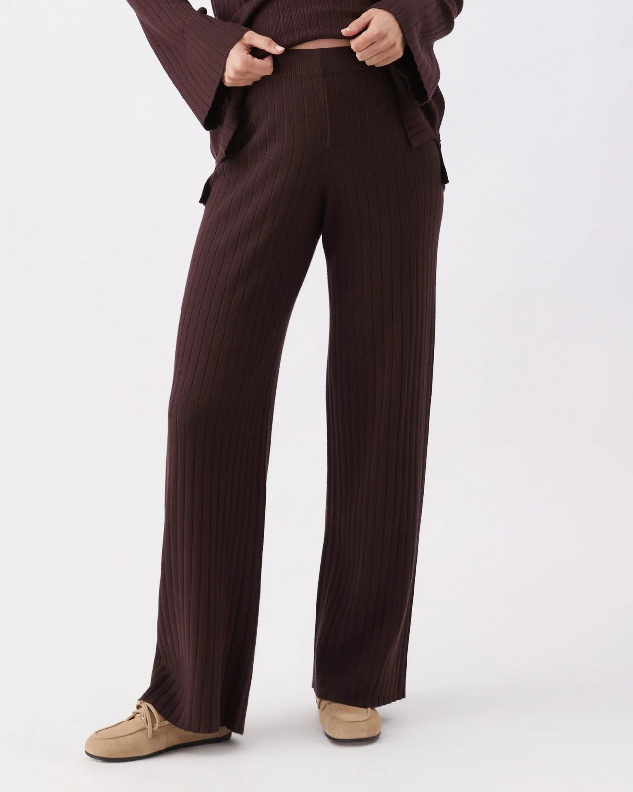 Dallas Rib Knit Pant  Cocoa - Image 3