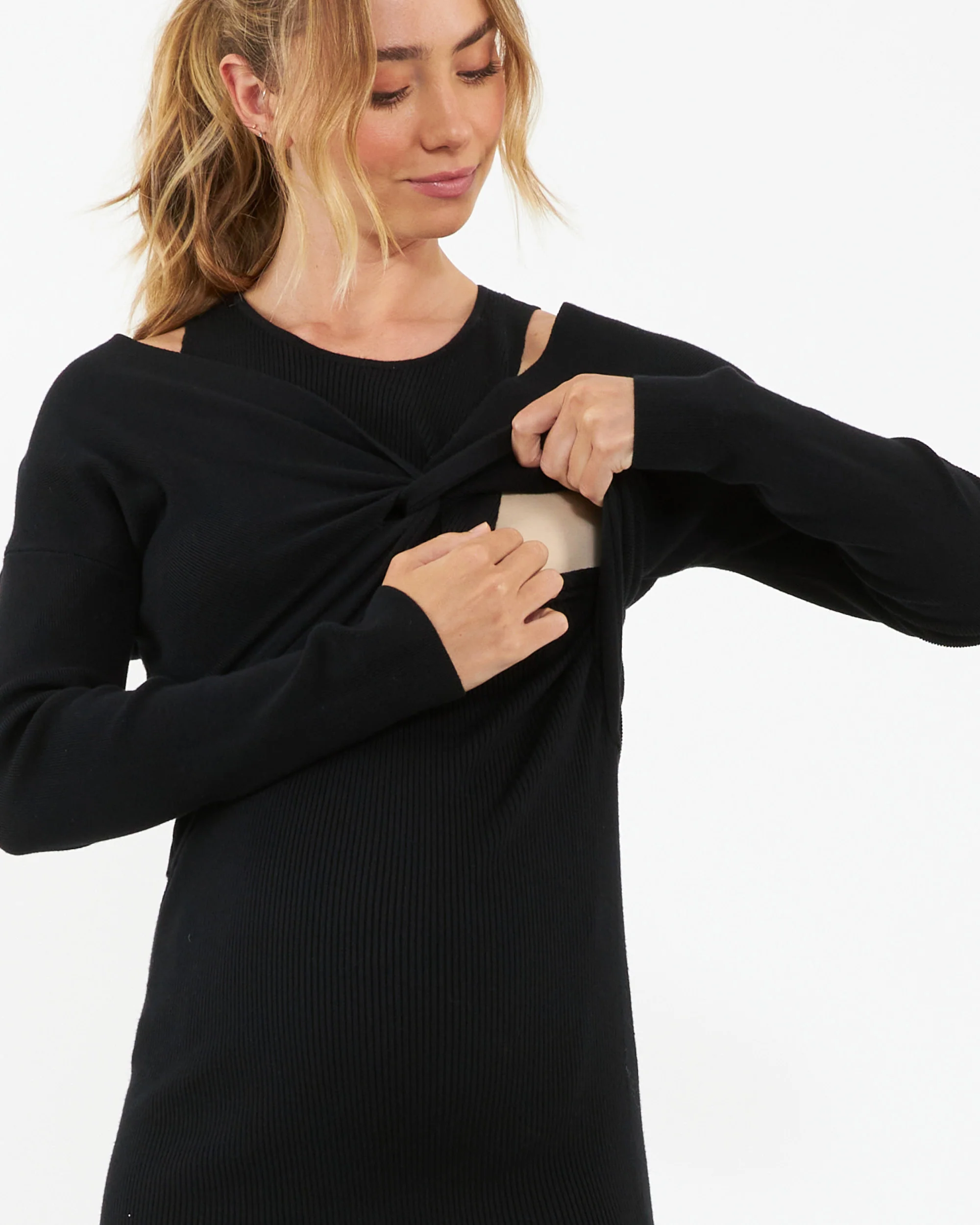 Dayna Nursing Knit Dress Black - Image 5