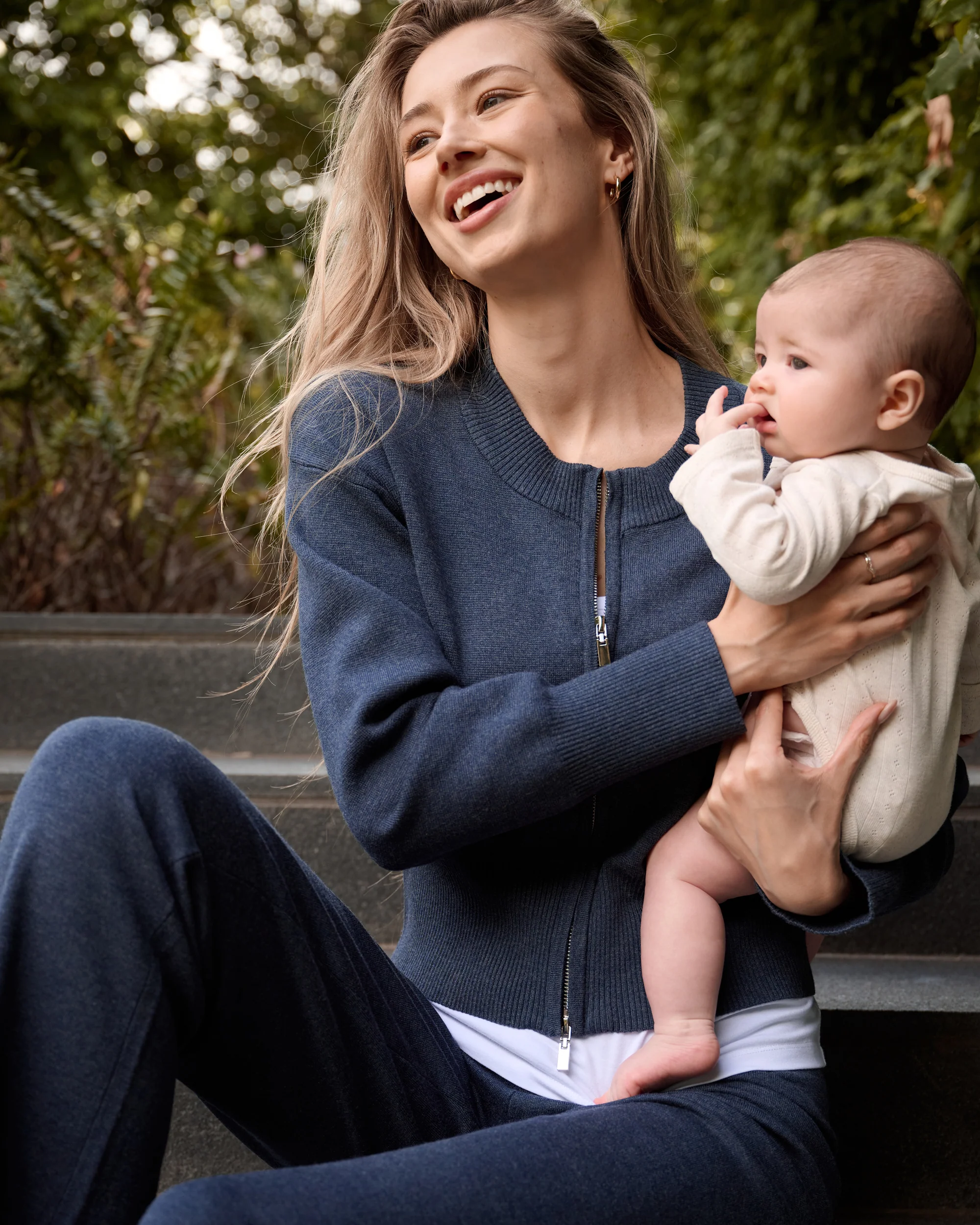 Delta Zip Through Knit Denim Marle - Image 2