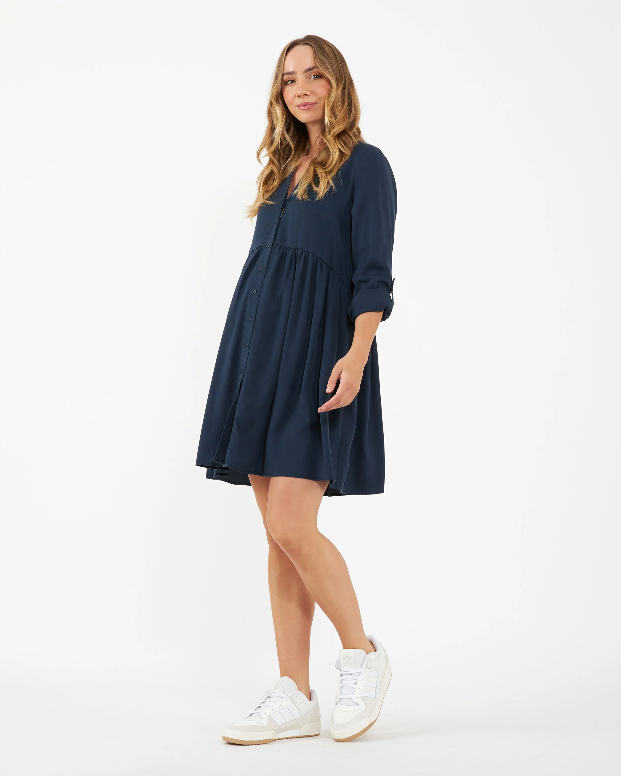 Demi Tencel Dress  Navy - Image 3