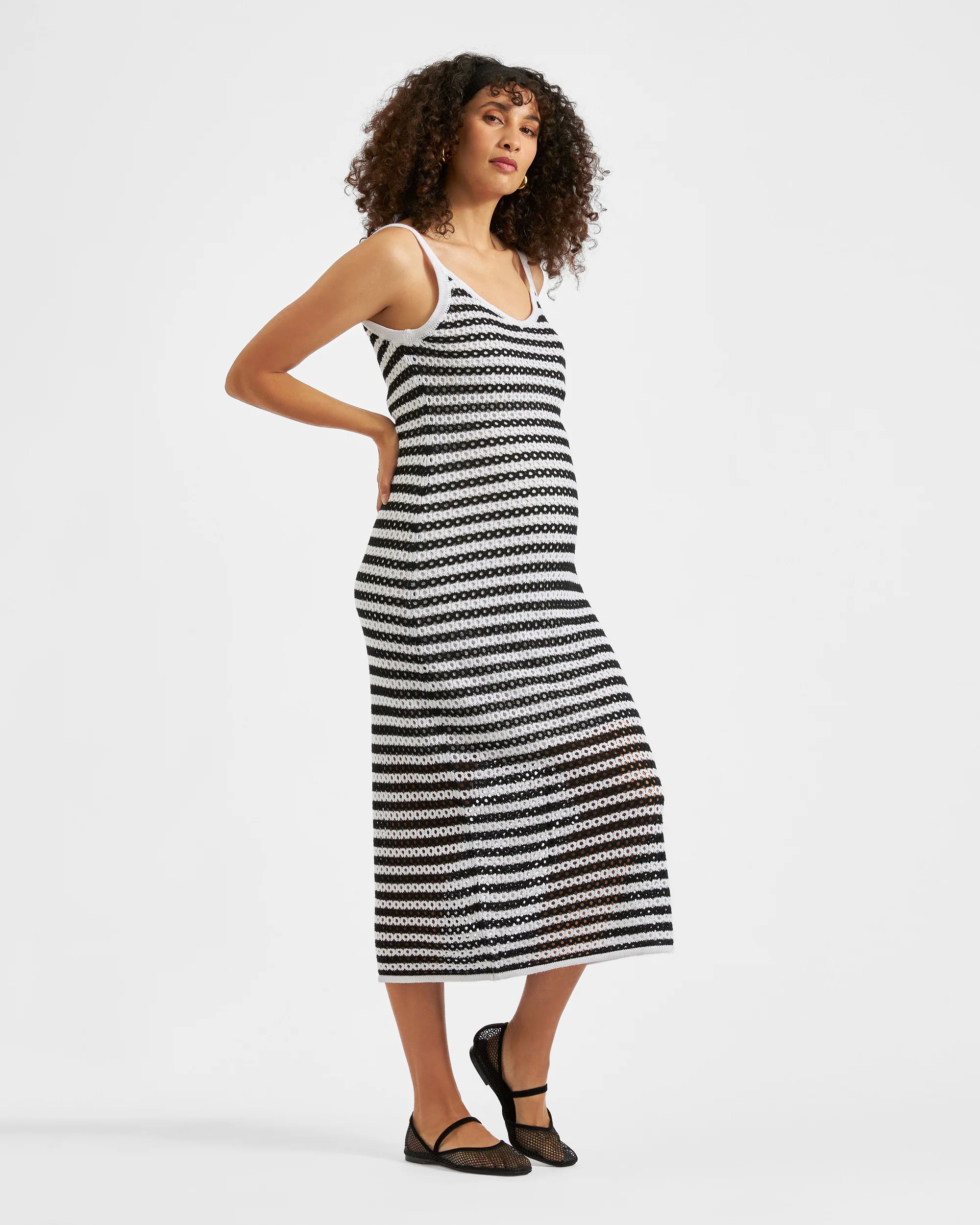 Diana Crochet Dress  Black / White - Image 5