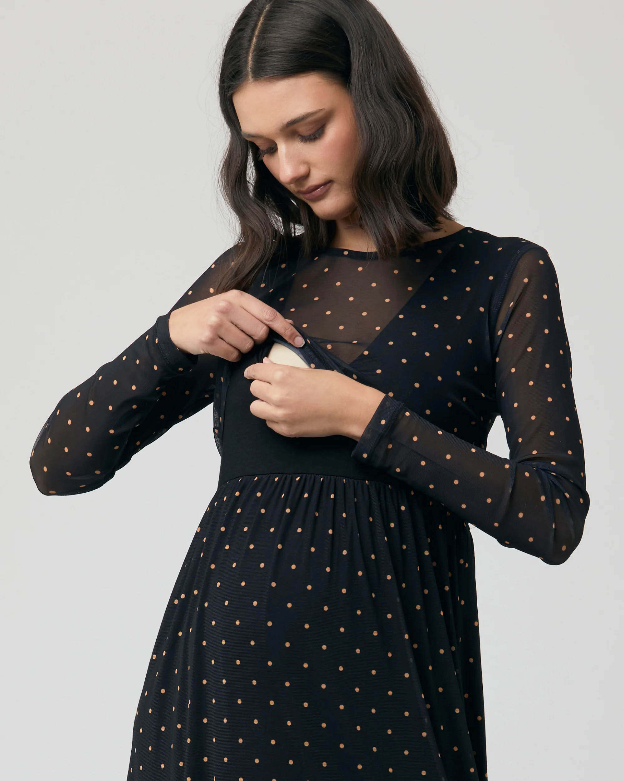 Dot Nursing Dress  Black - Image 2