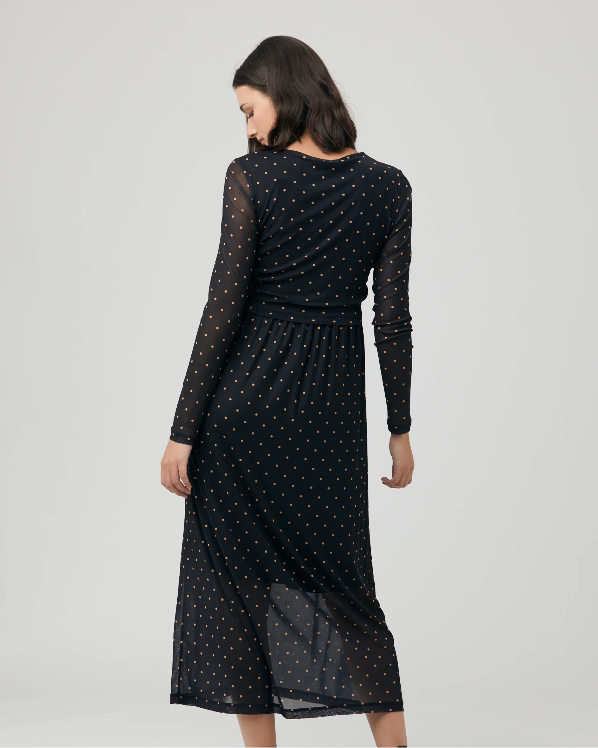 Dot Nursing Dress  Black - Image 5