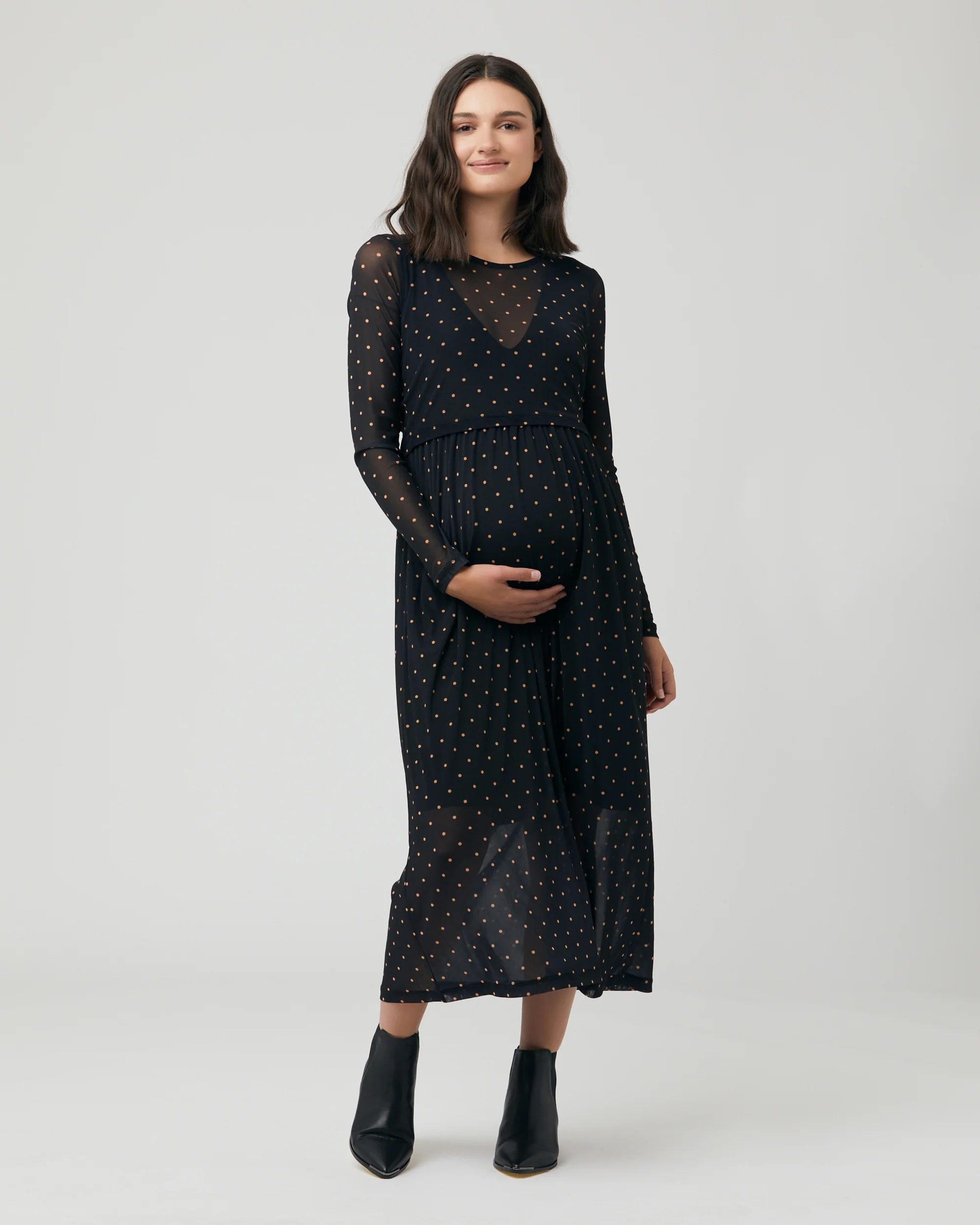 Dot Nursing Dress  Black - Image 6