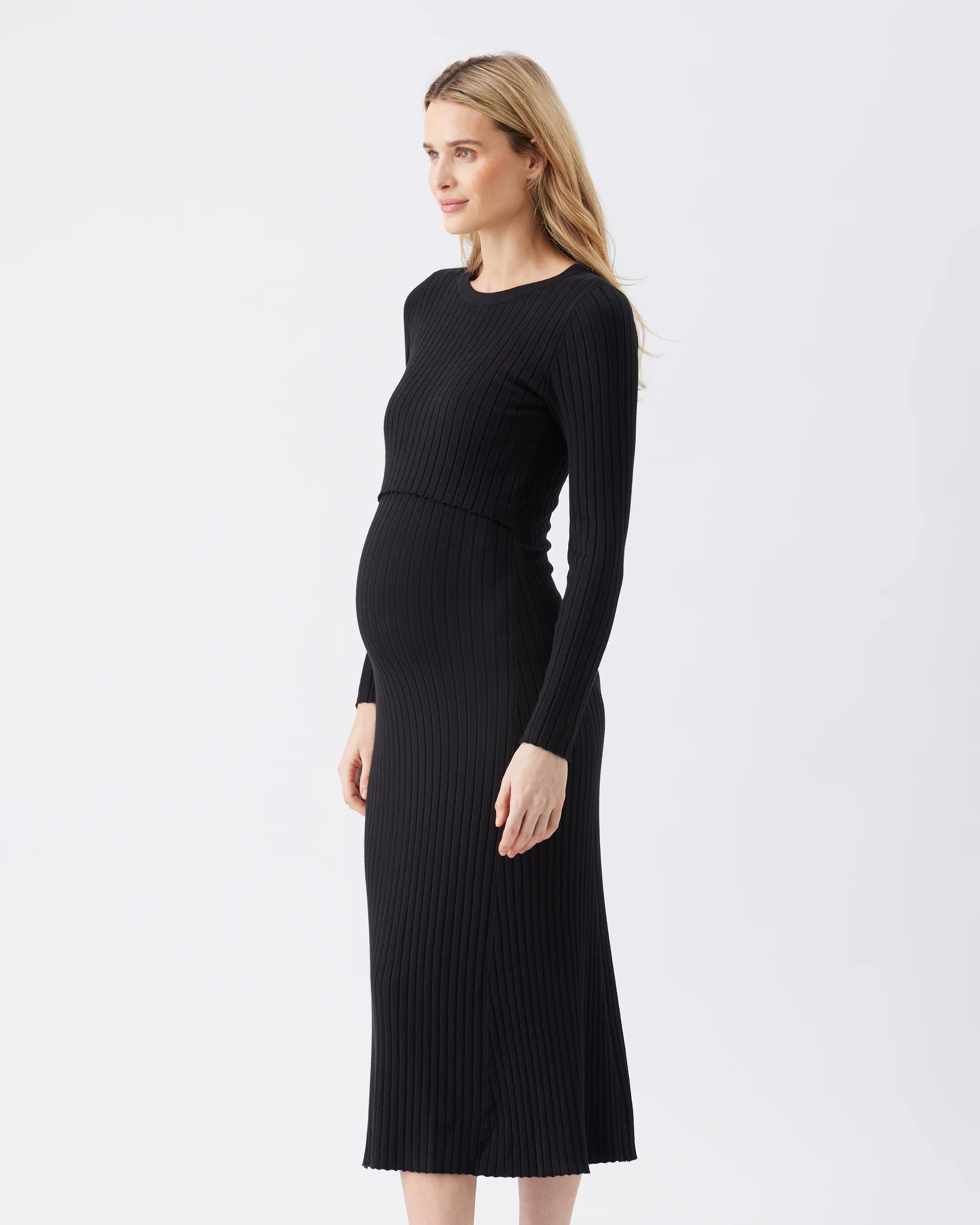 Eden Knit Nursing Dress  Black - Image 3