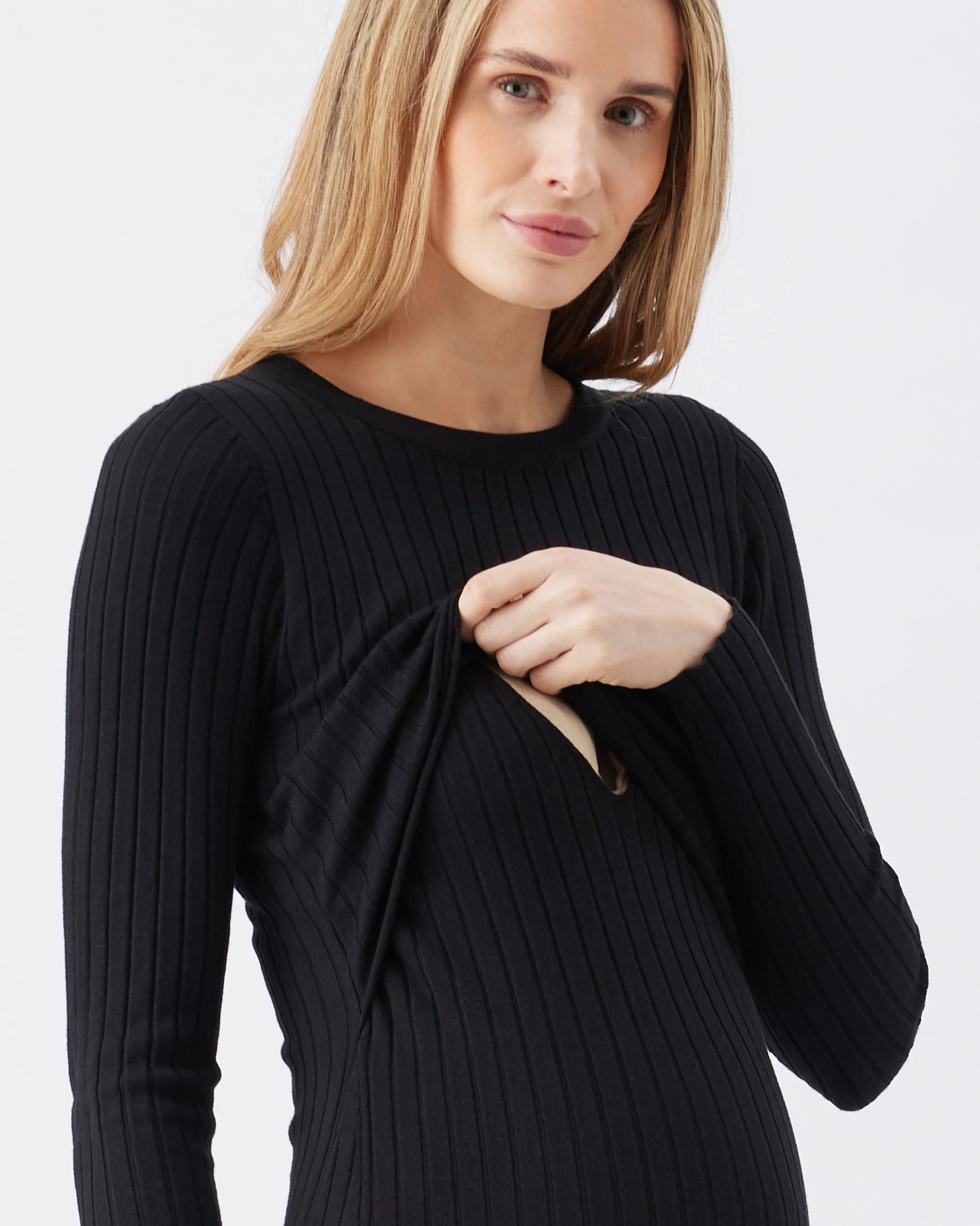 Eden Knit Nursing Dress  Black - Image 5