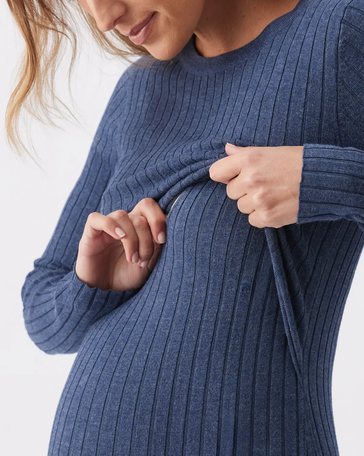 Eden Knit Nursing Dress  Denim Marle - Image 2