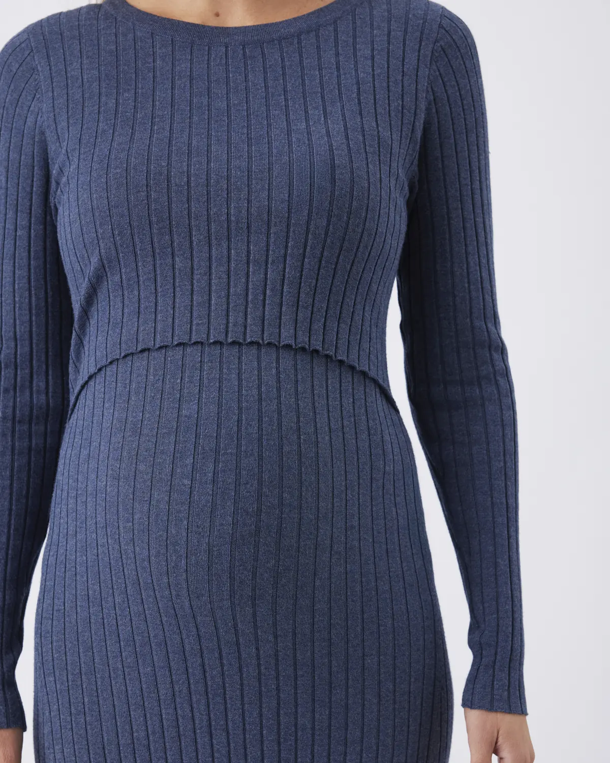 Eden Knit Nursing Dress  Denim Marle - Image 5