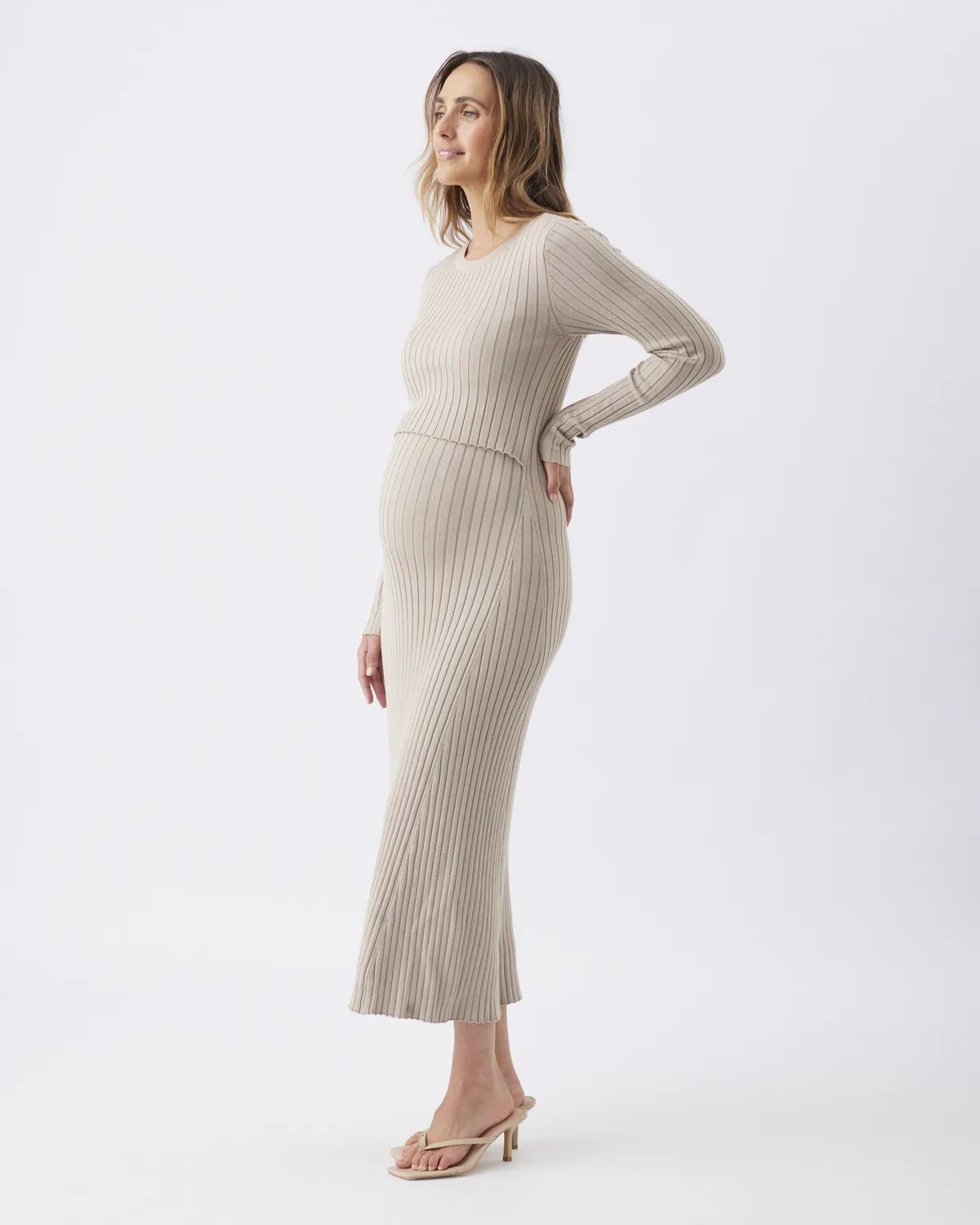 Eden Knit Nursing Dress  Stone - Image 3
