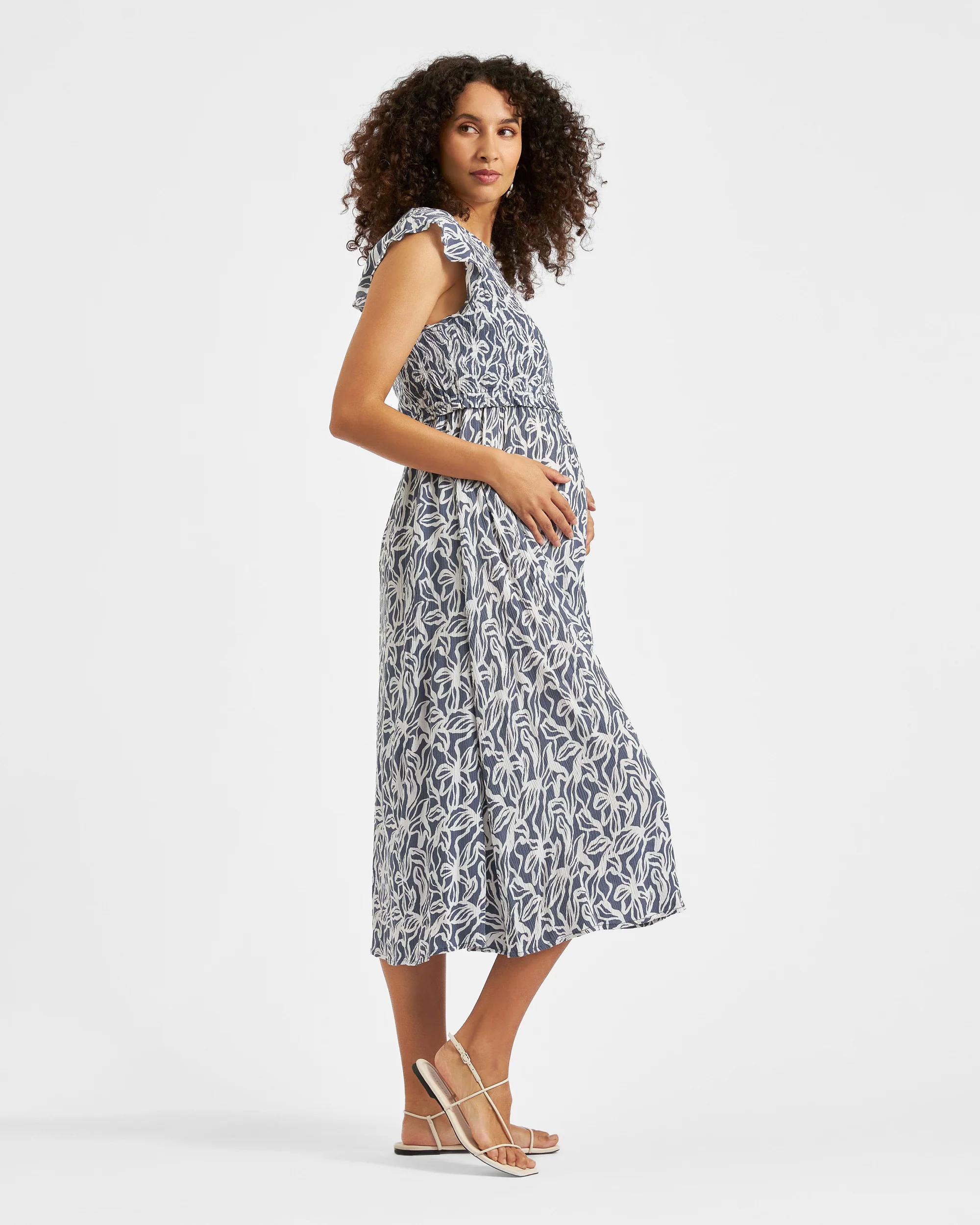 Edie Nursing Dress  Washed Indigo / White - Image 4