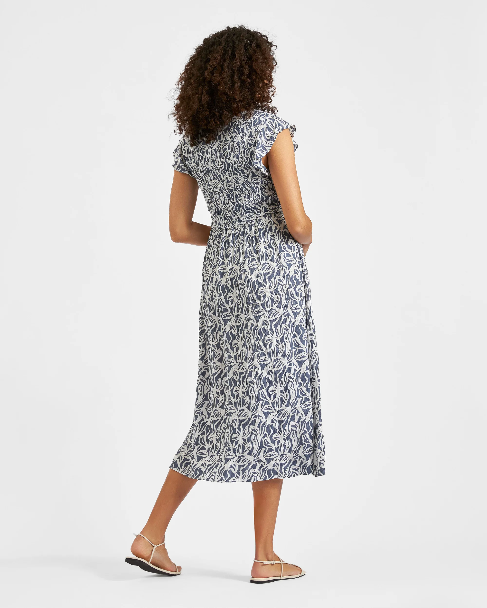Edie Nursing Dress  Washed Indigo / White - Image 5