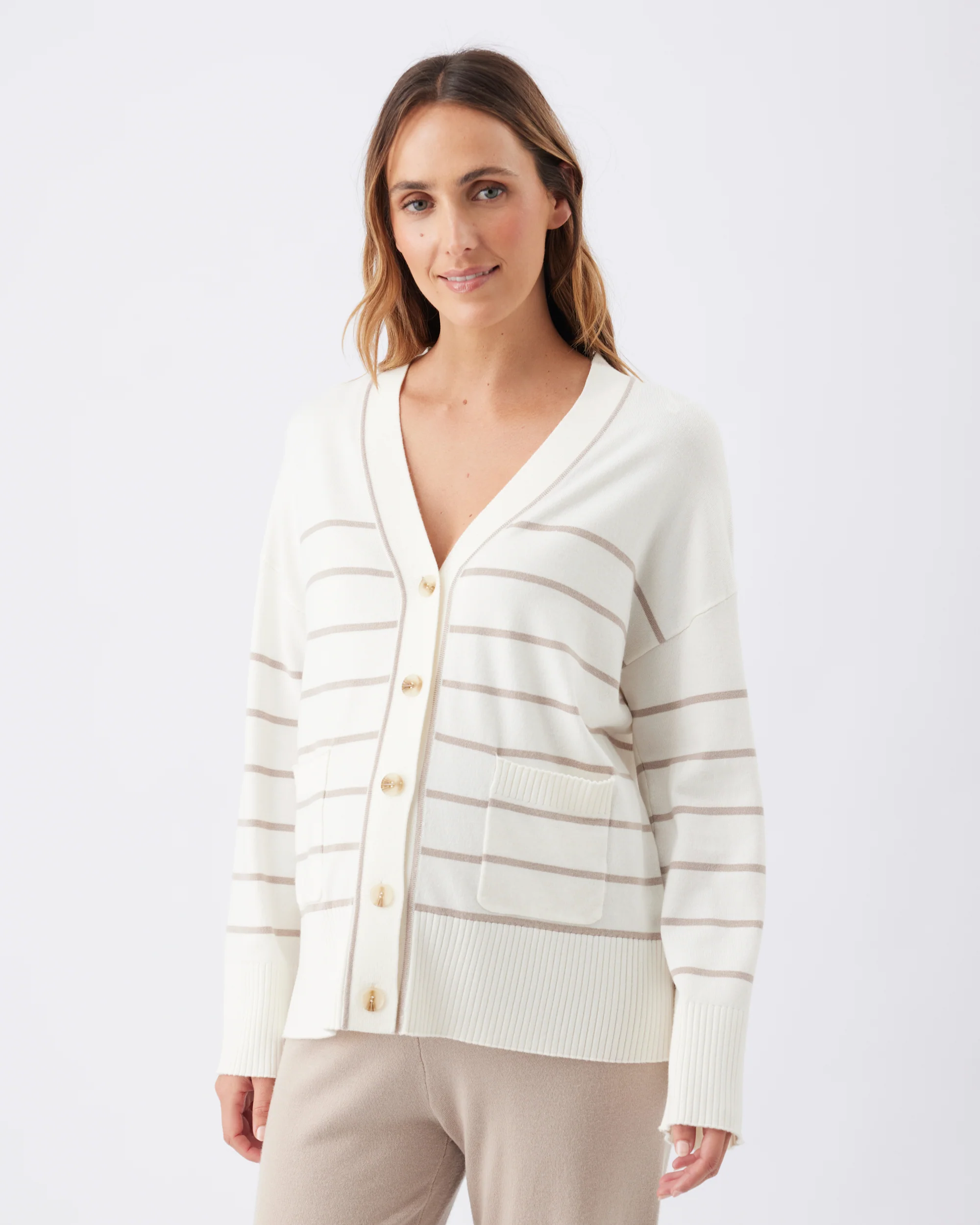 Ellis Knit Cardigan Off White / Stone - Image 3