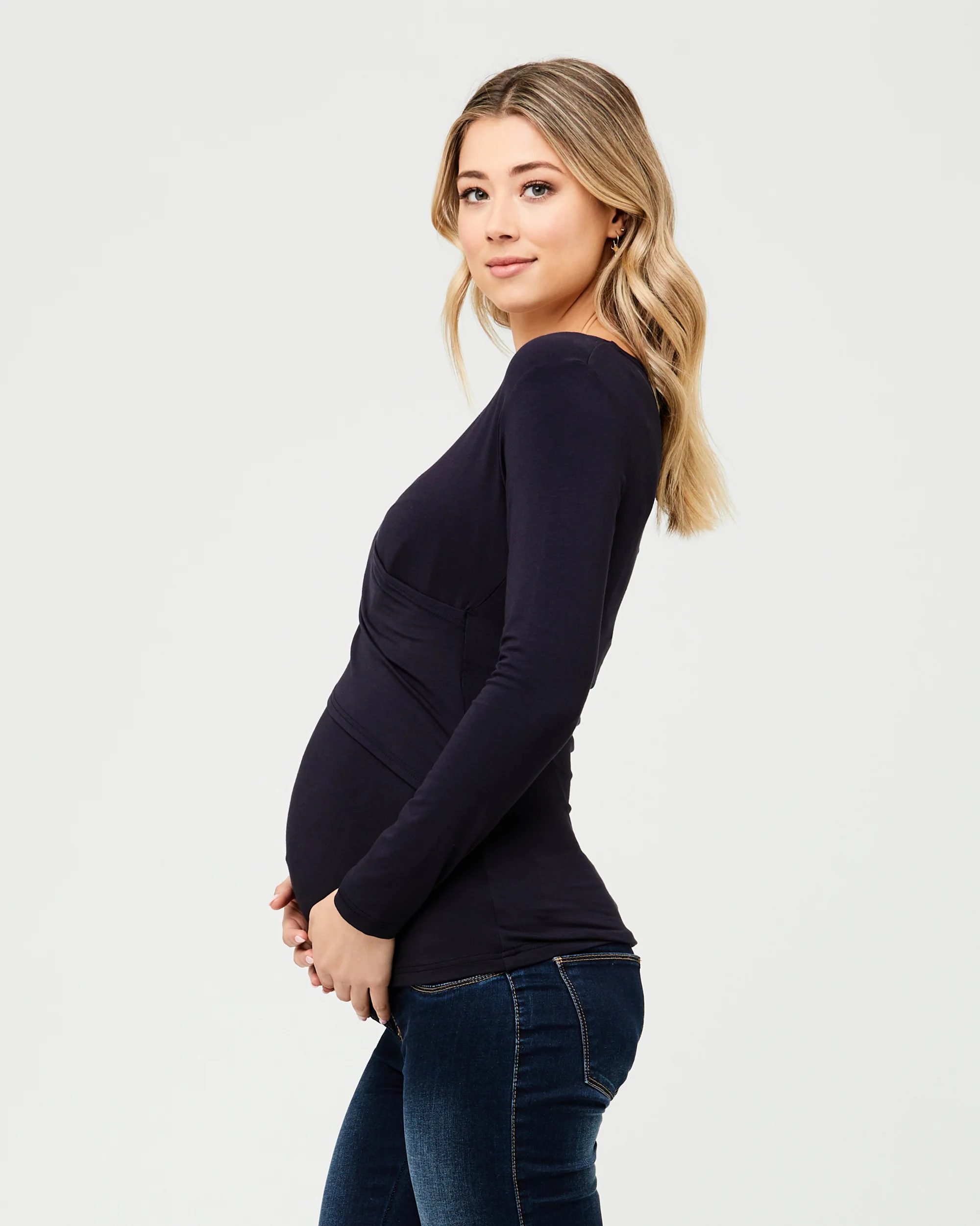 Embrace Long Sleeve Nursing Top New Navy - Image 2