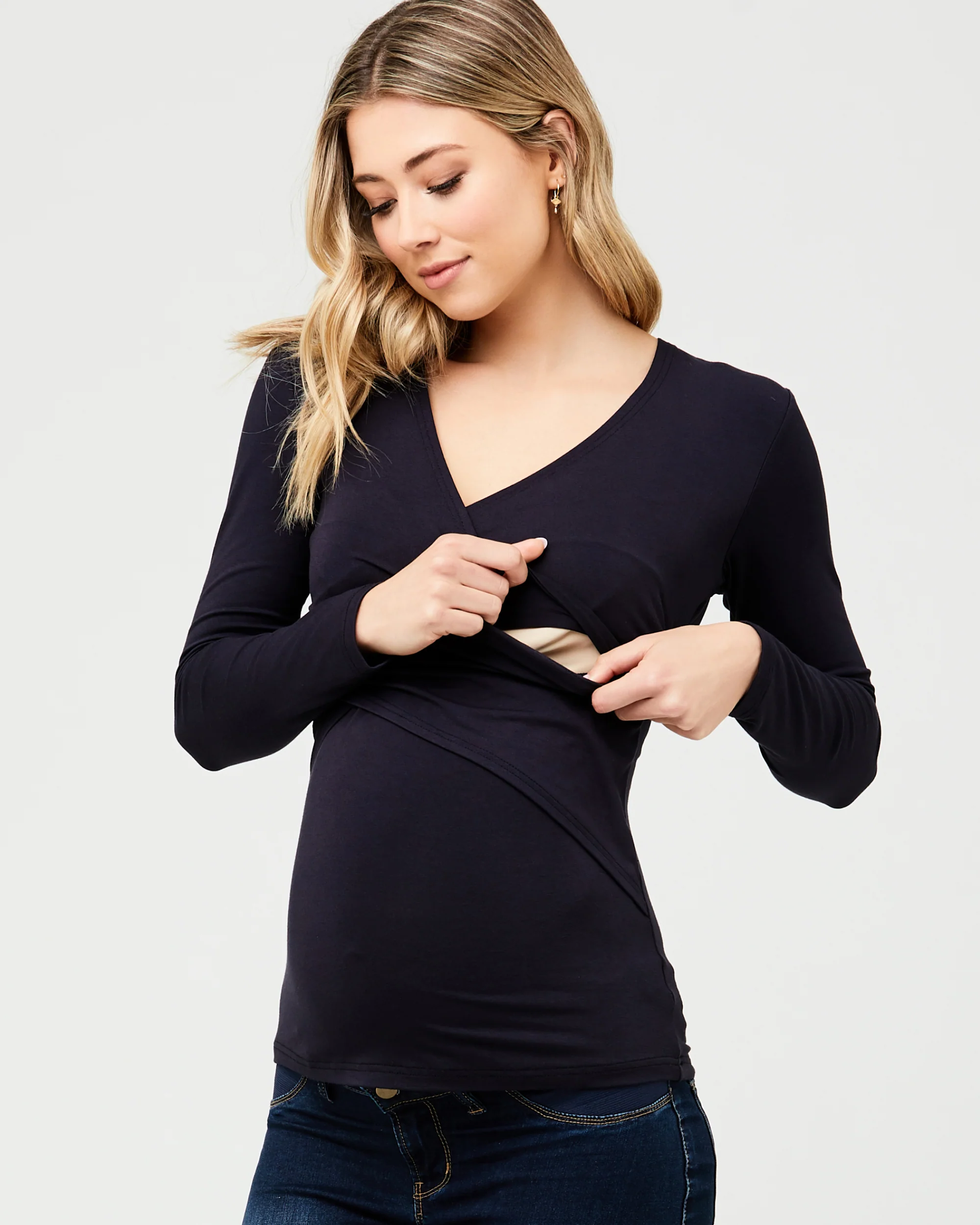Embrace Long Sleeve Nursing Top New Navy - Image 4