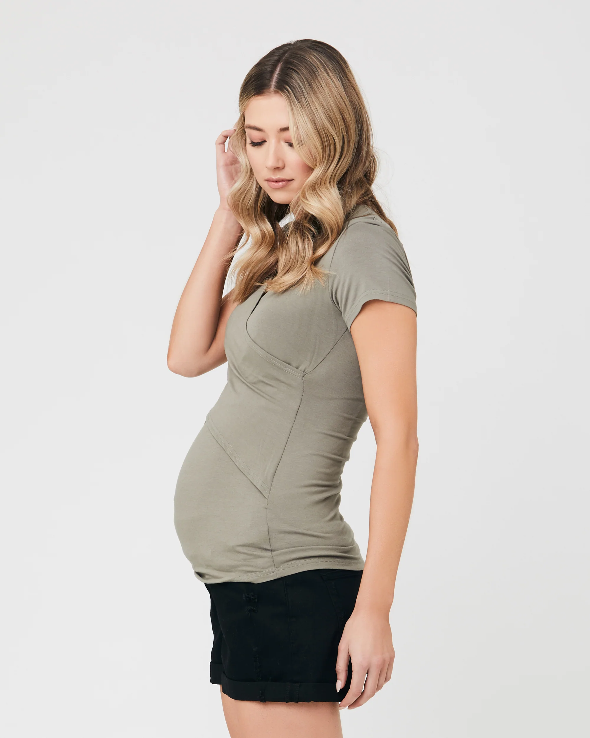 Embrace Short Sleeve Nursing Tee Moss - Image 2
