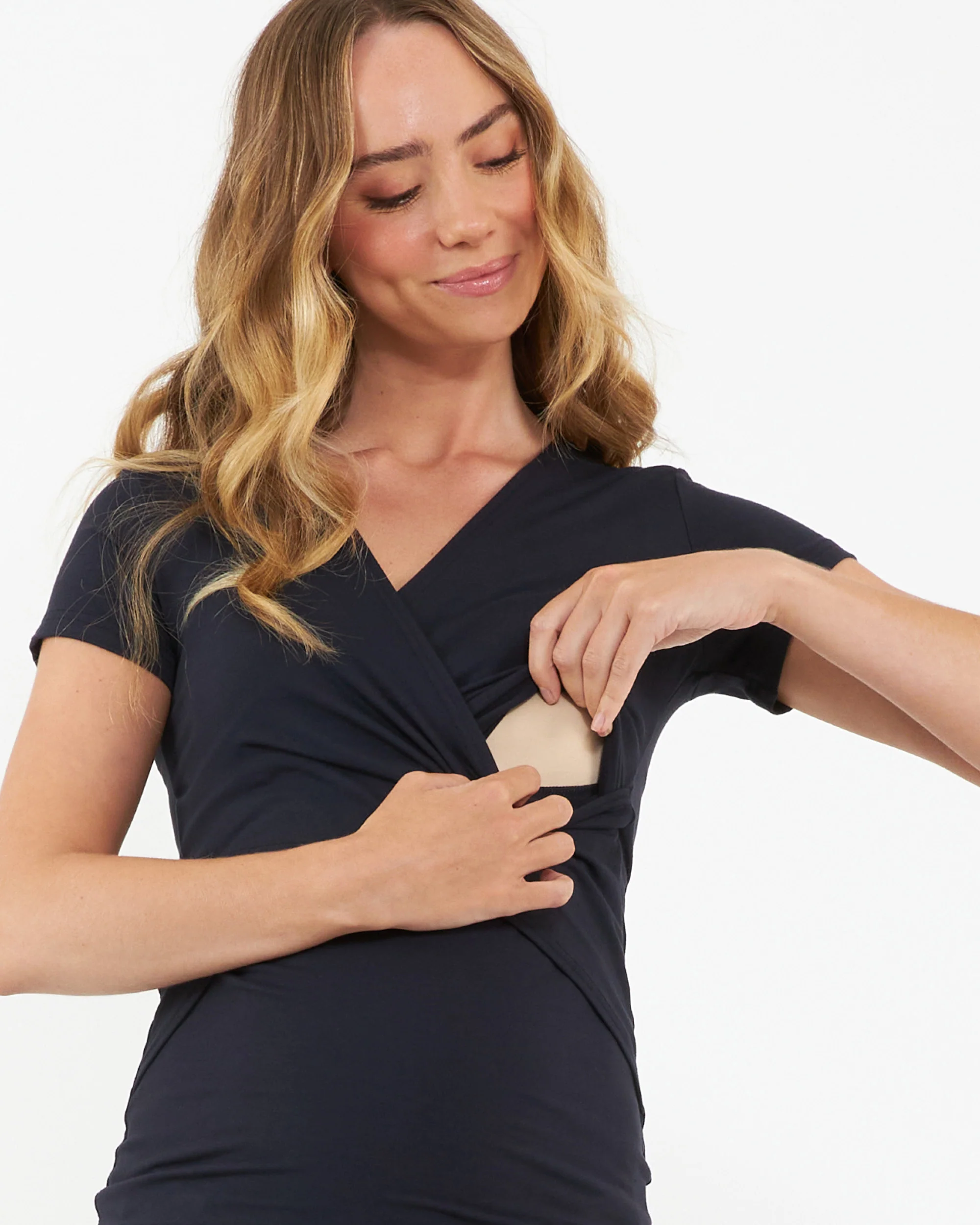Embrace Short Sleeve Nursing Tee New Navy - Image 2