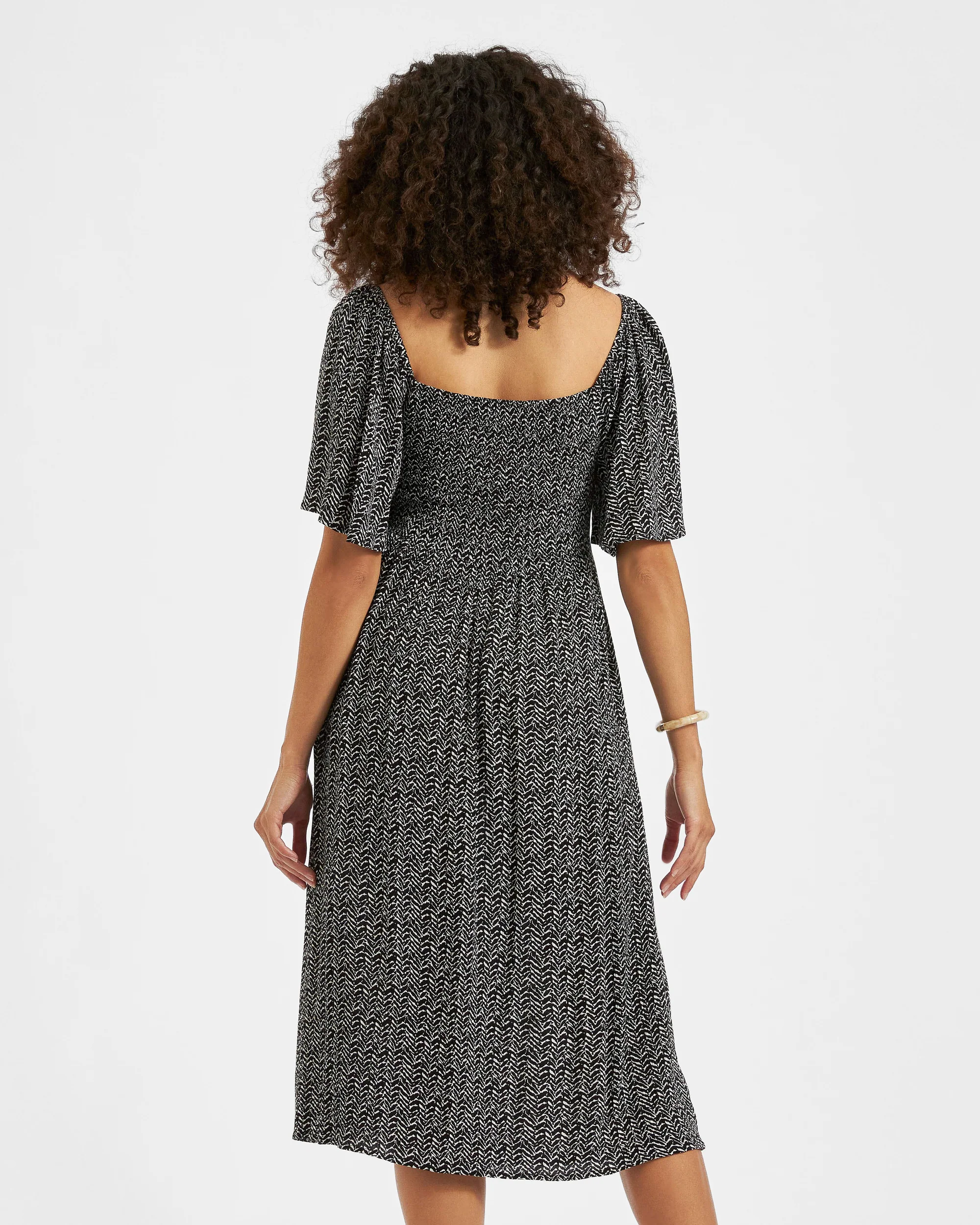 Emmy Shirred Dress Black / Natural - Image 5