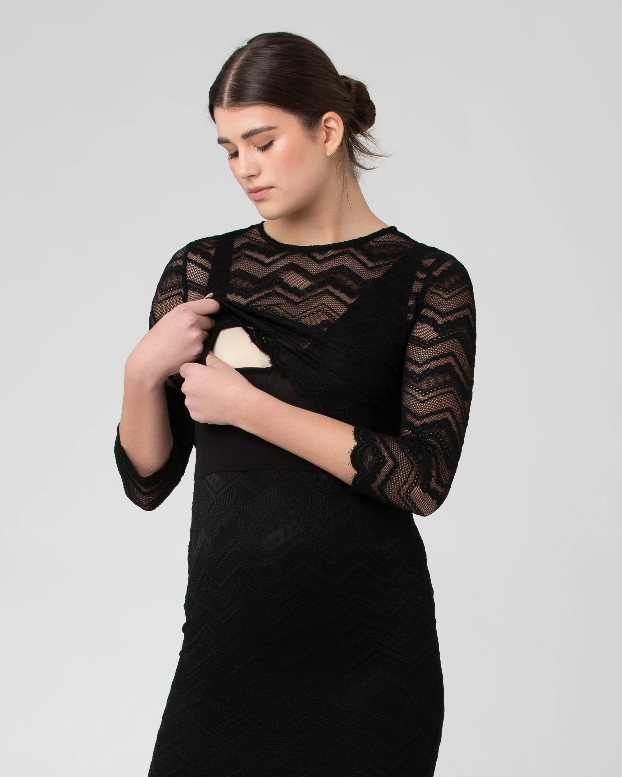 Eve Lace Nursing Dress Black - Image 4