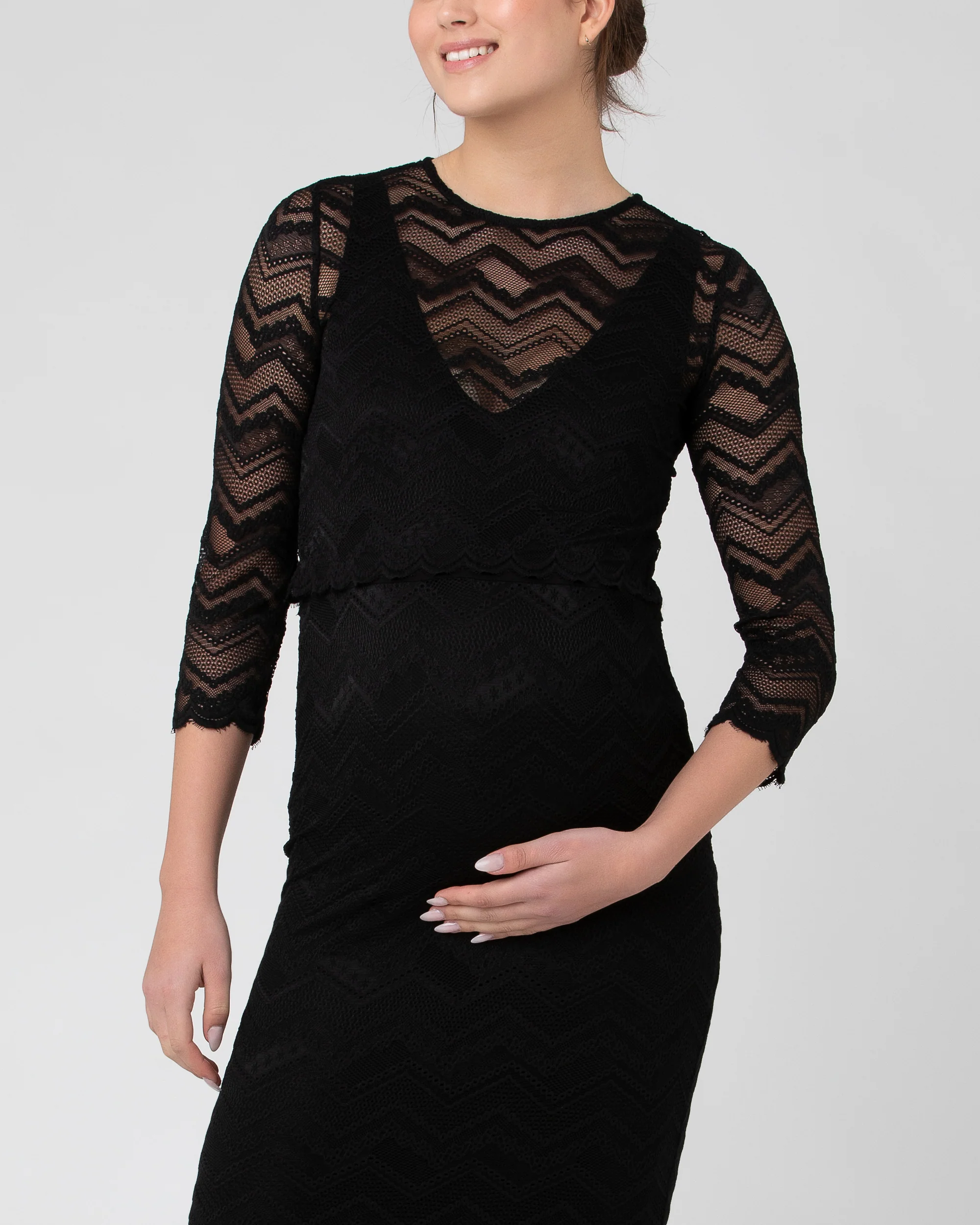 Eve Lace Nursing Dress Black - Image 6