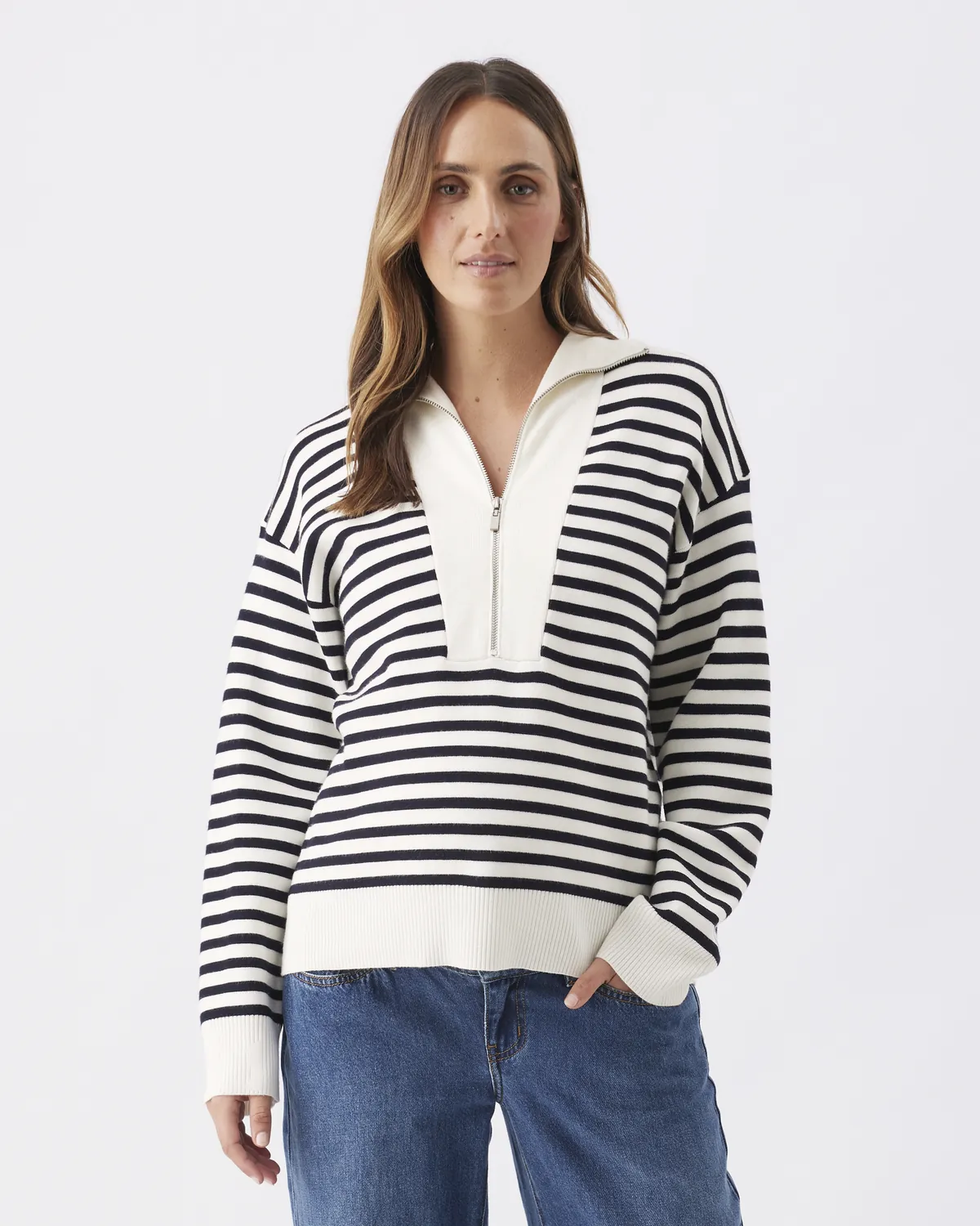 Fable Nursing Knit   White / Midnight - Image 3