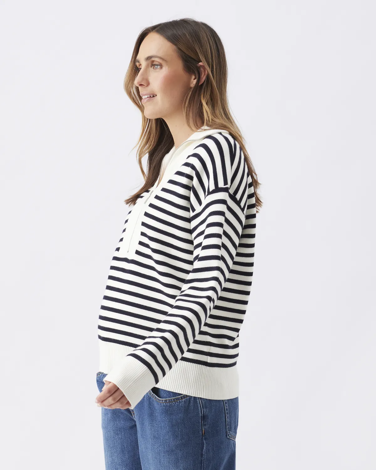 Fable Nursing Knit   White / Midnight - Image 4