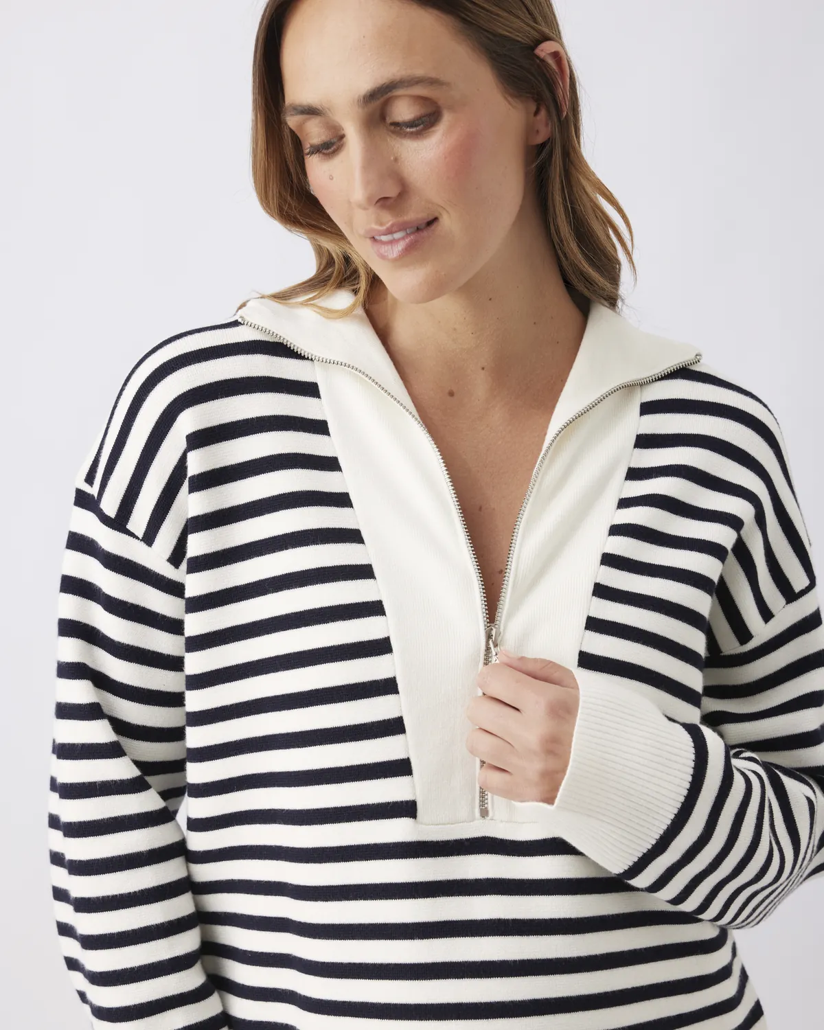 Fable Nursing Knit   White / Midnight - Image 7