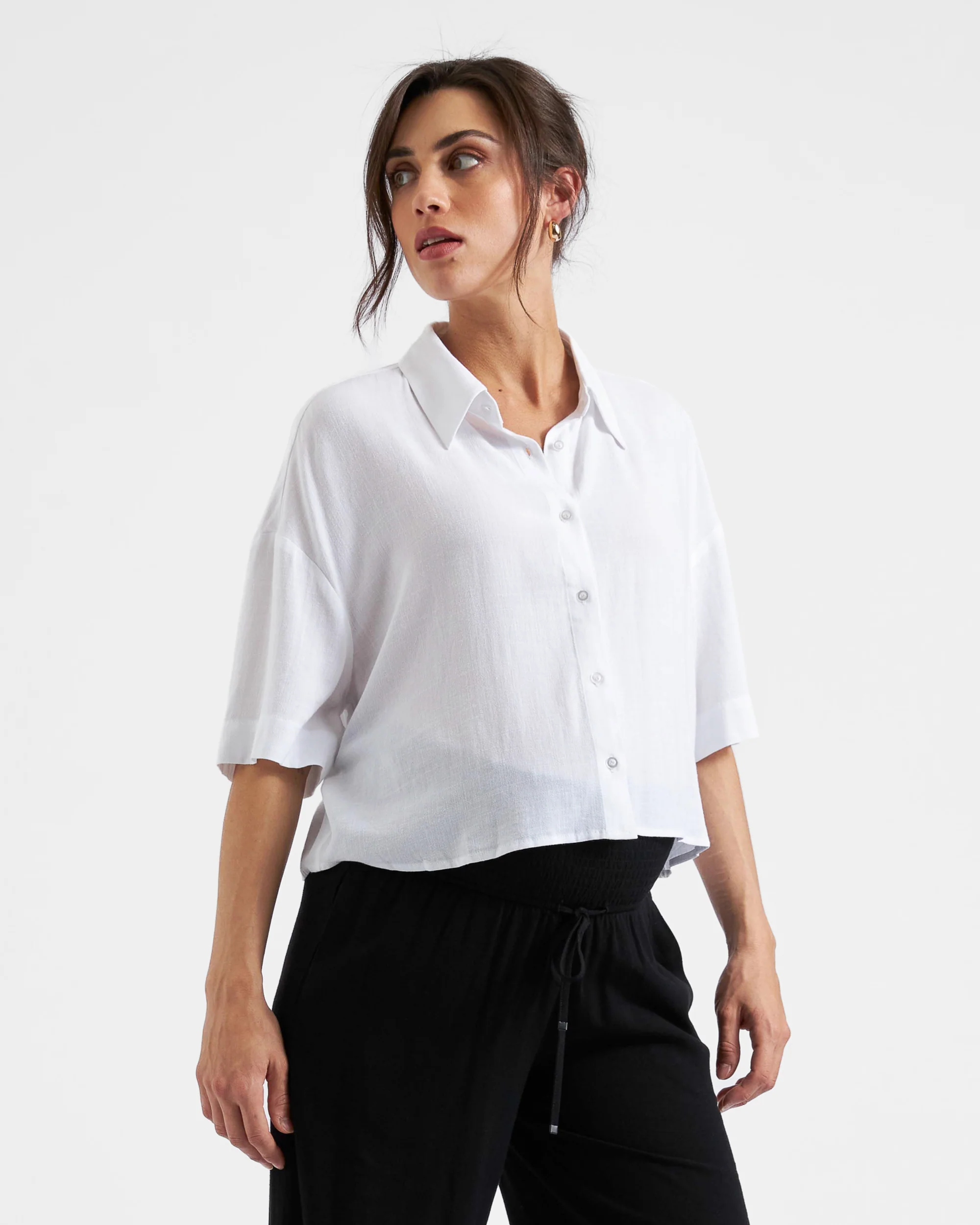 Farrah Crop Shirt  White - Image 2