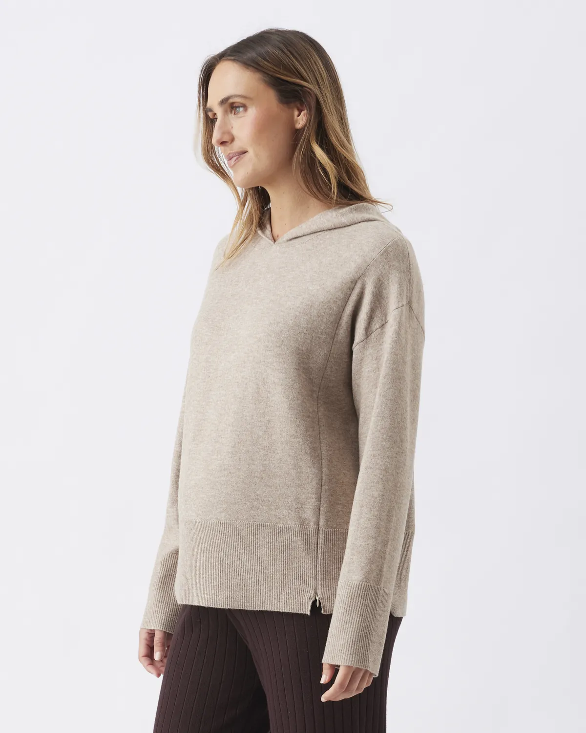 Finley Nursing Knit Hoodie   Latte - Image 3