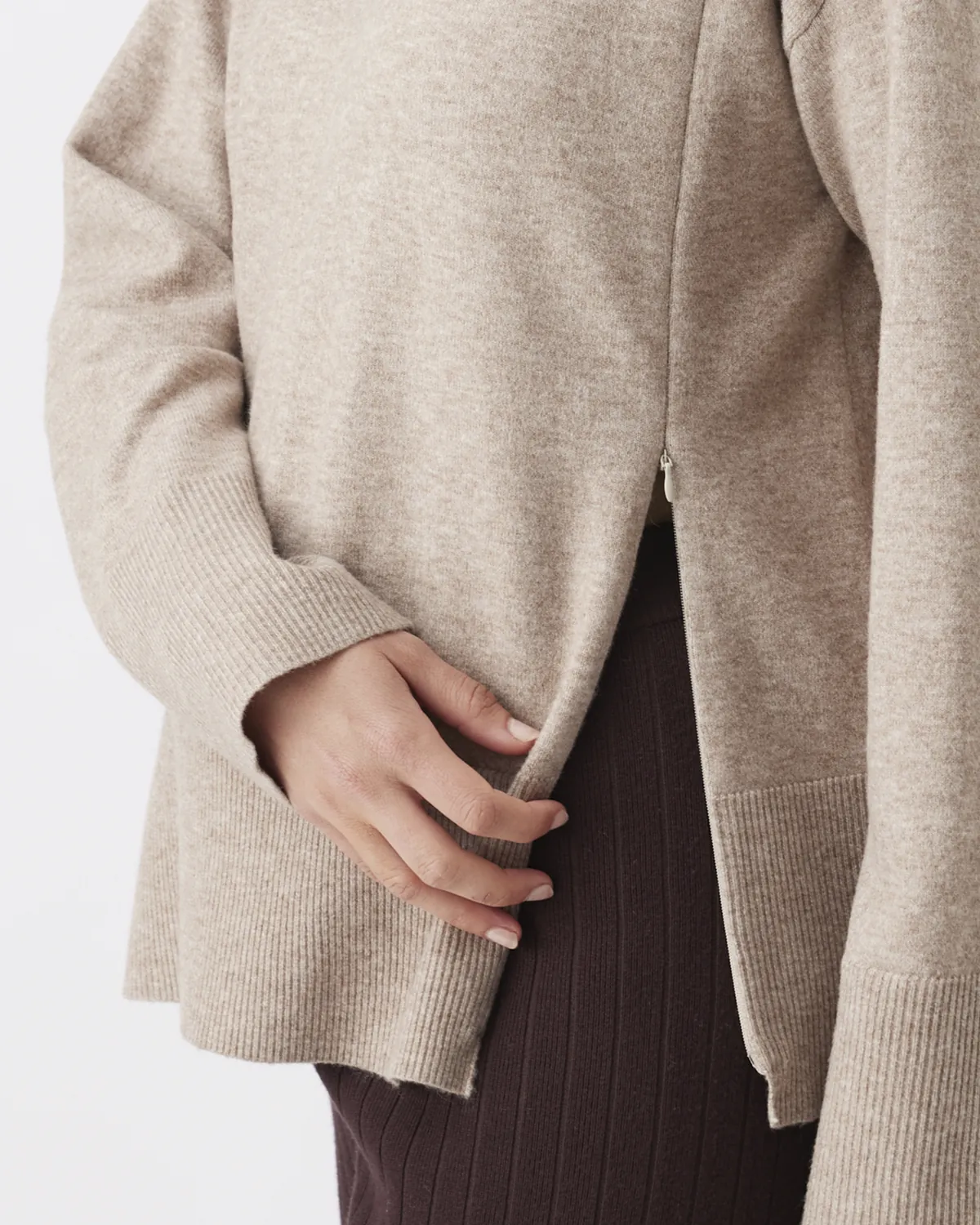 Finley Nursing Knit Hoodie   Latte - Image 5