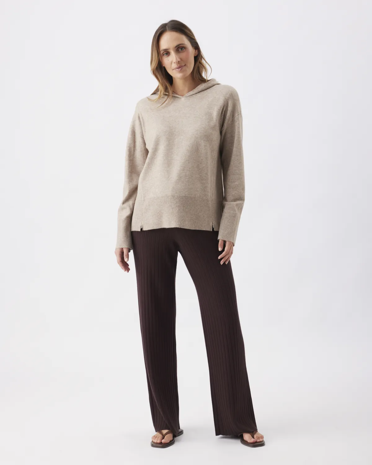 Finley Nursing Knit Hoodie   Latte - Image 6
