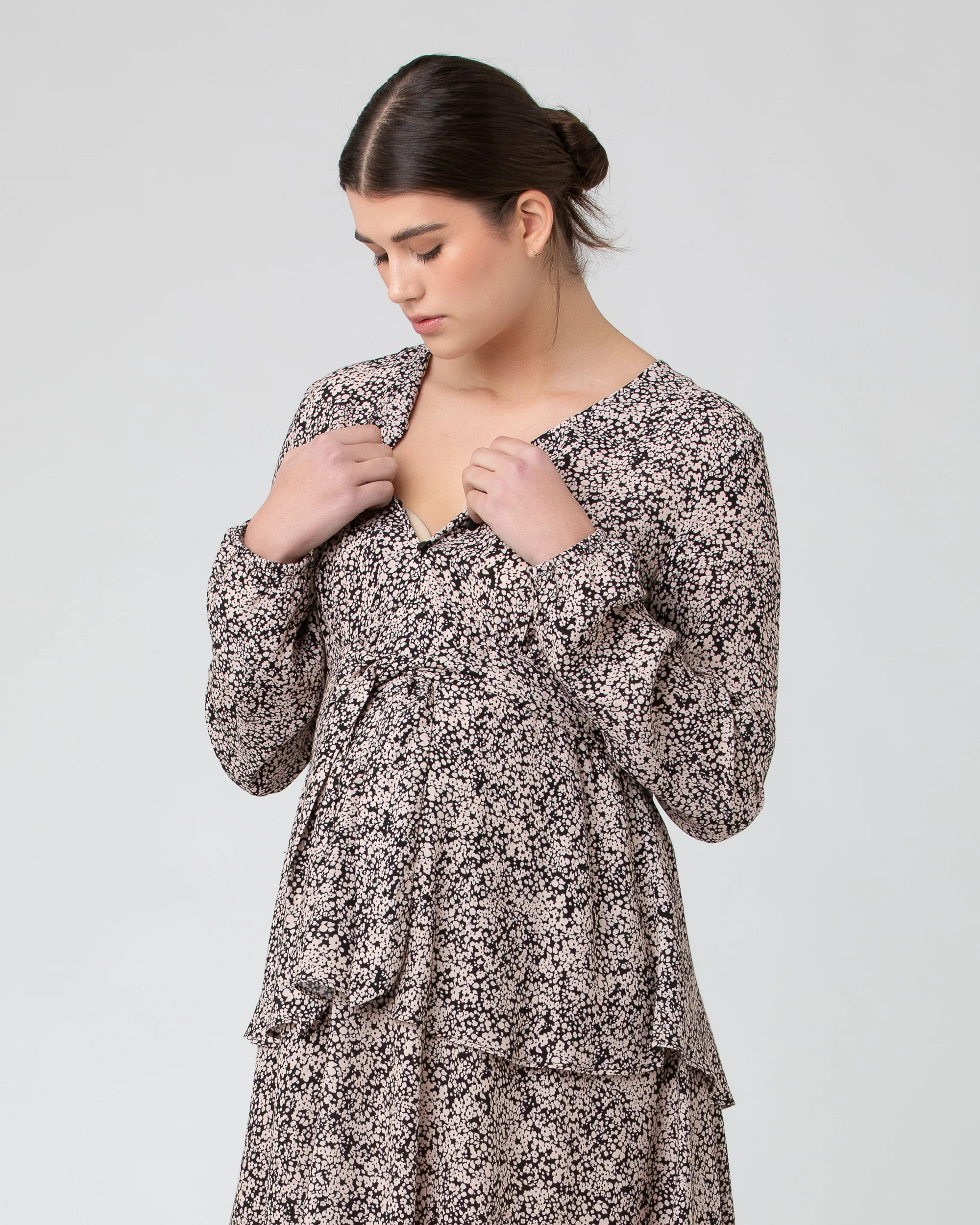 Florence Layered Dress  Black / Dusty Pink - Image 4