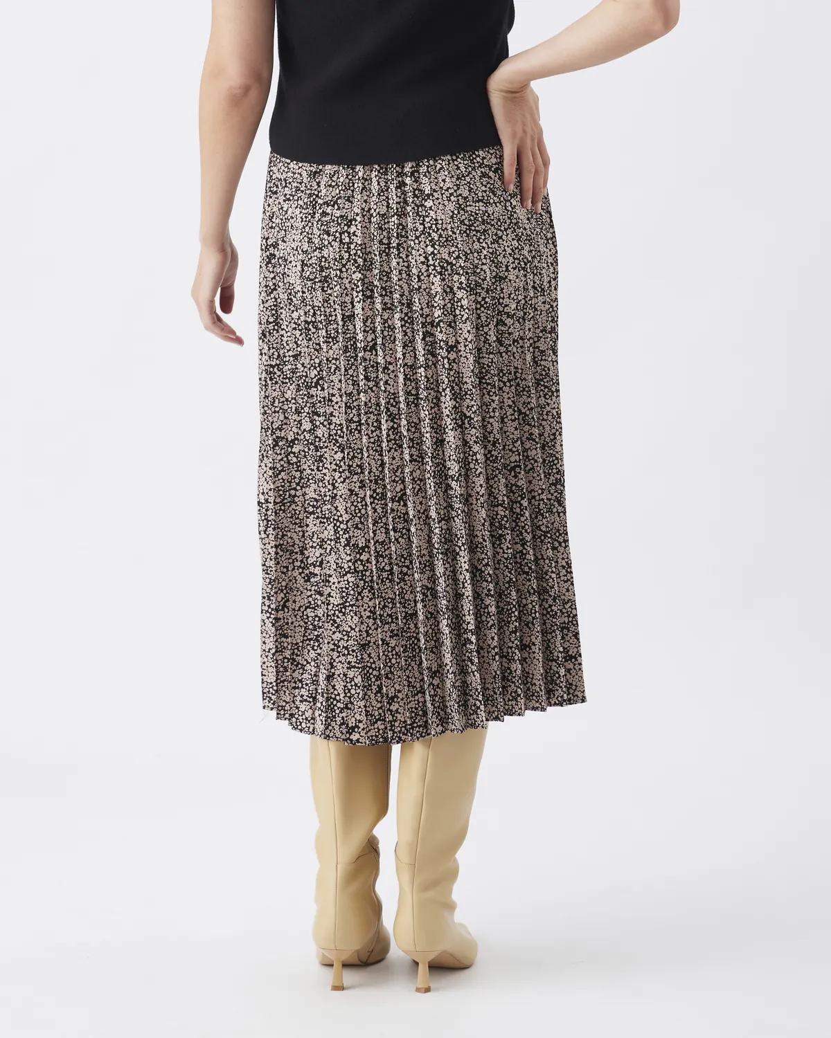 Florence Pleat Skirt Black / Dusty Pink - Image 4