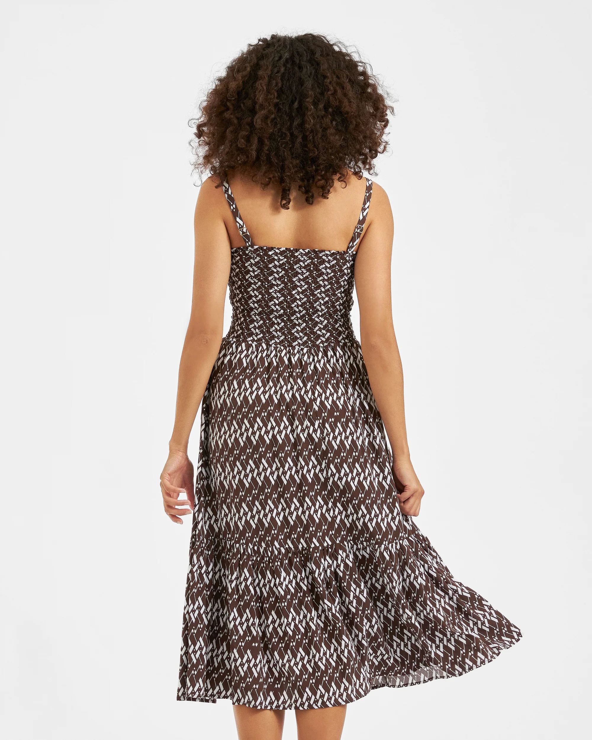 Grace Shirred Dress  Chocolate / White - Image 4