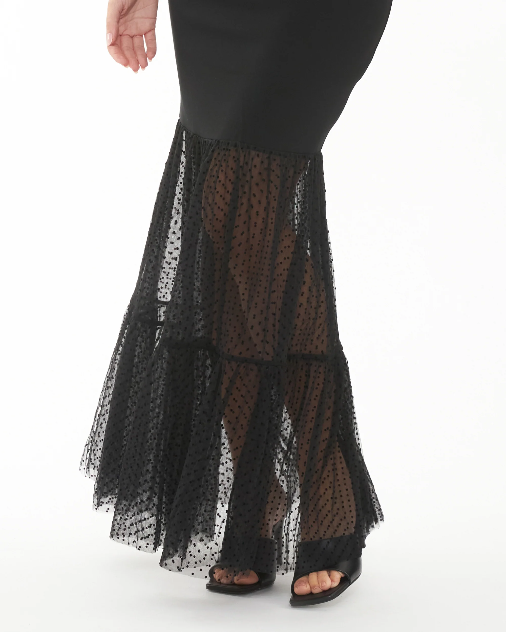 Gwen Mesh Tiered Hem Dress Black - Image 7