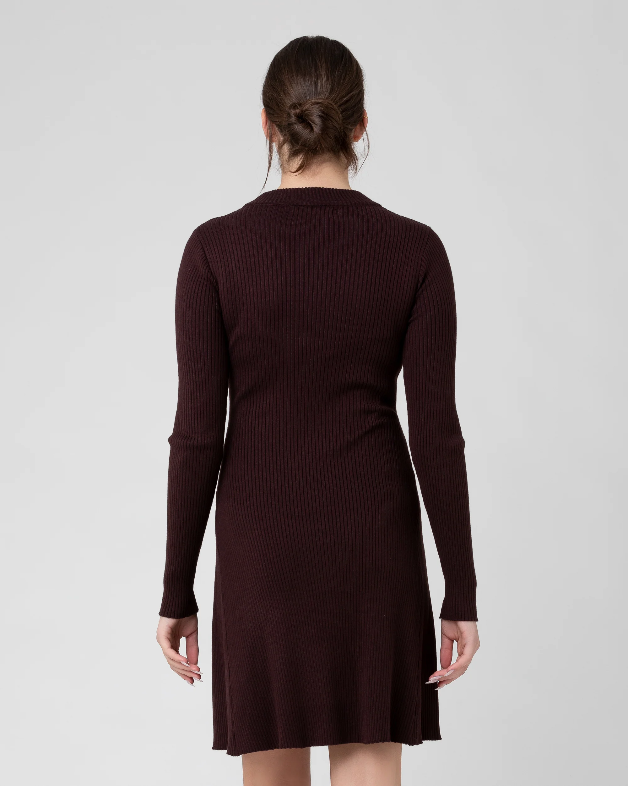 Hailey Rib Knit Nursing Dress Chocolate - Image 3
