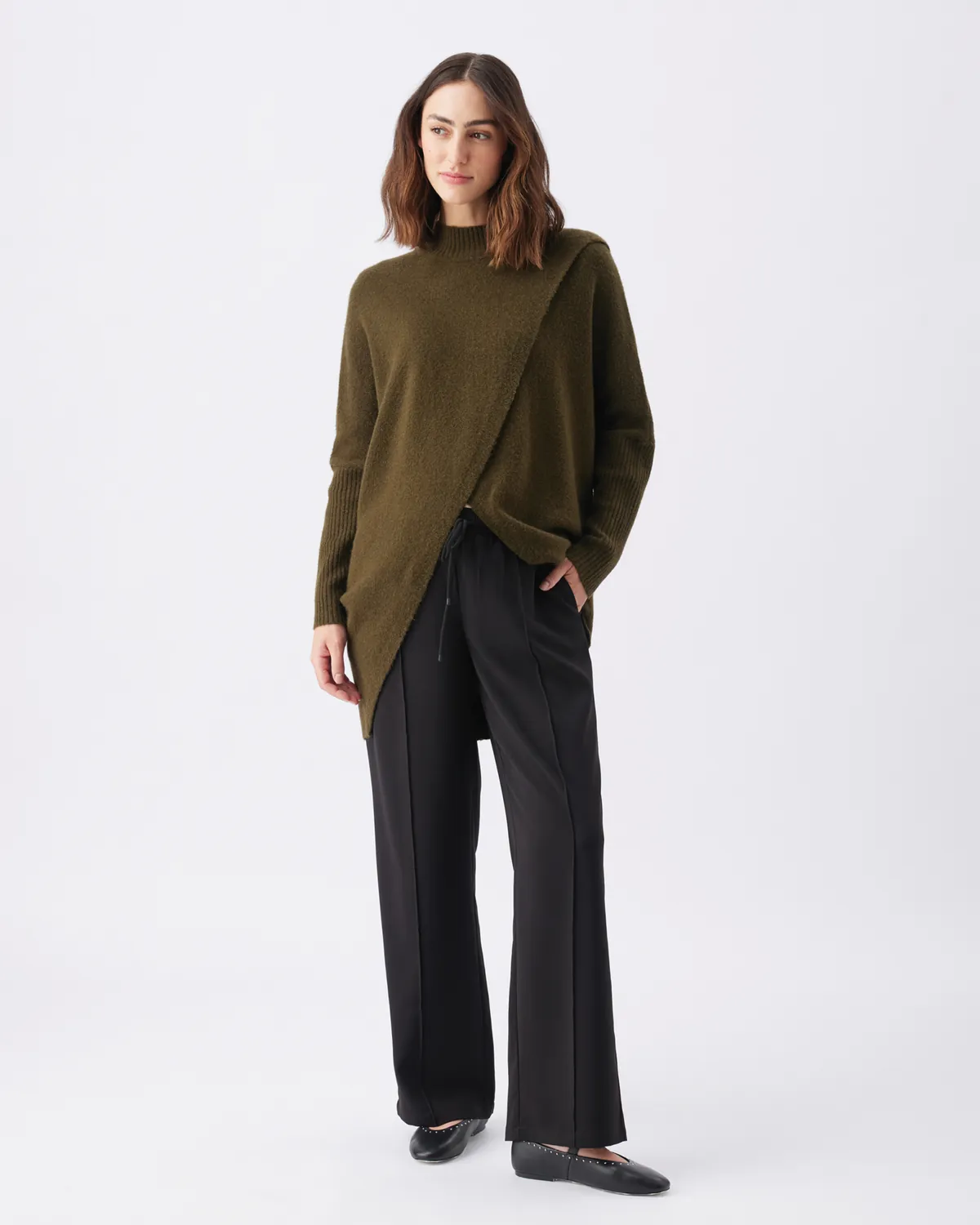 Hallie Cross Over Knit Khaki - Image 3